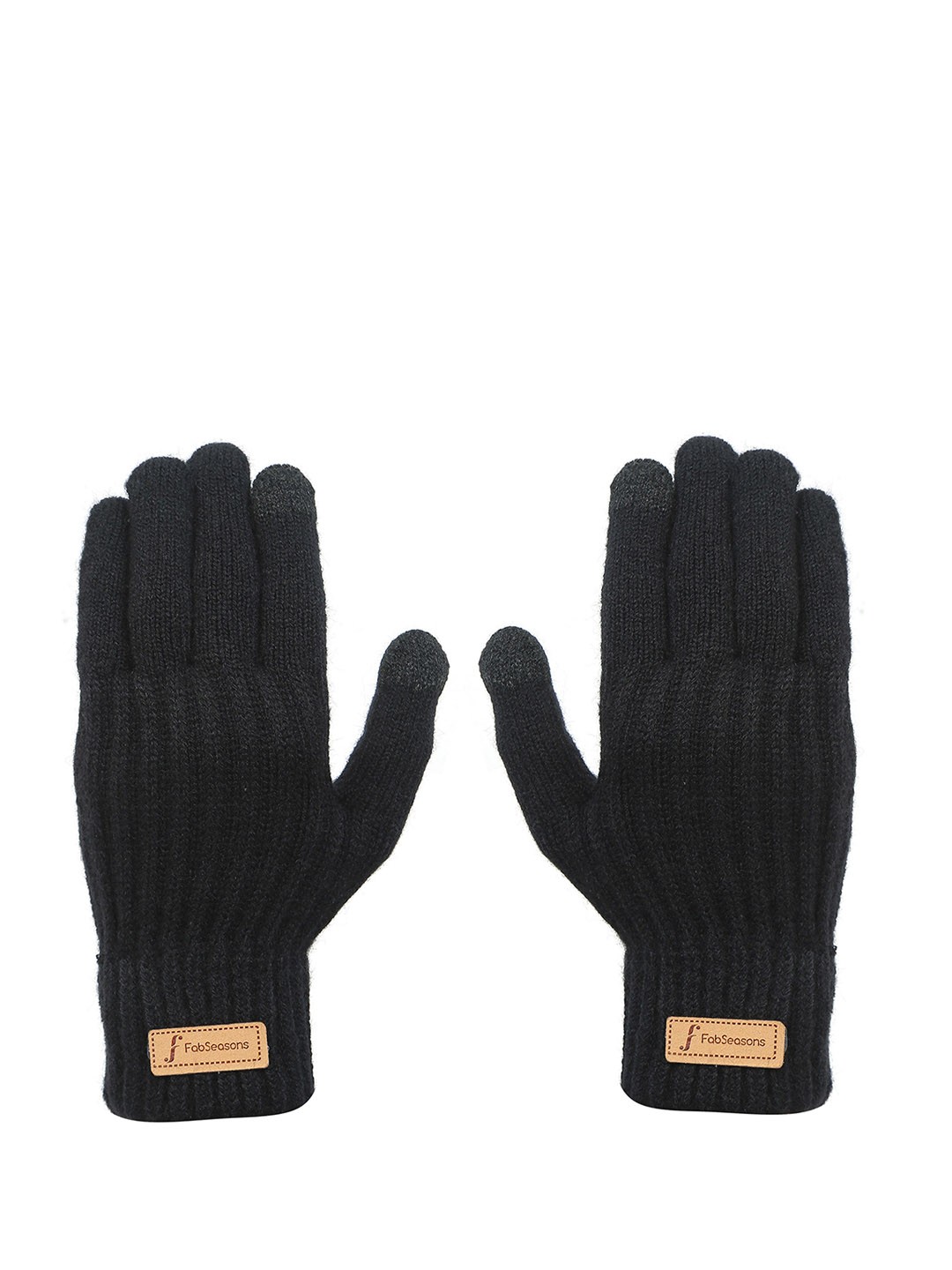 

FabSeasons Unisex Acrylic Winter Gloves, Black