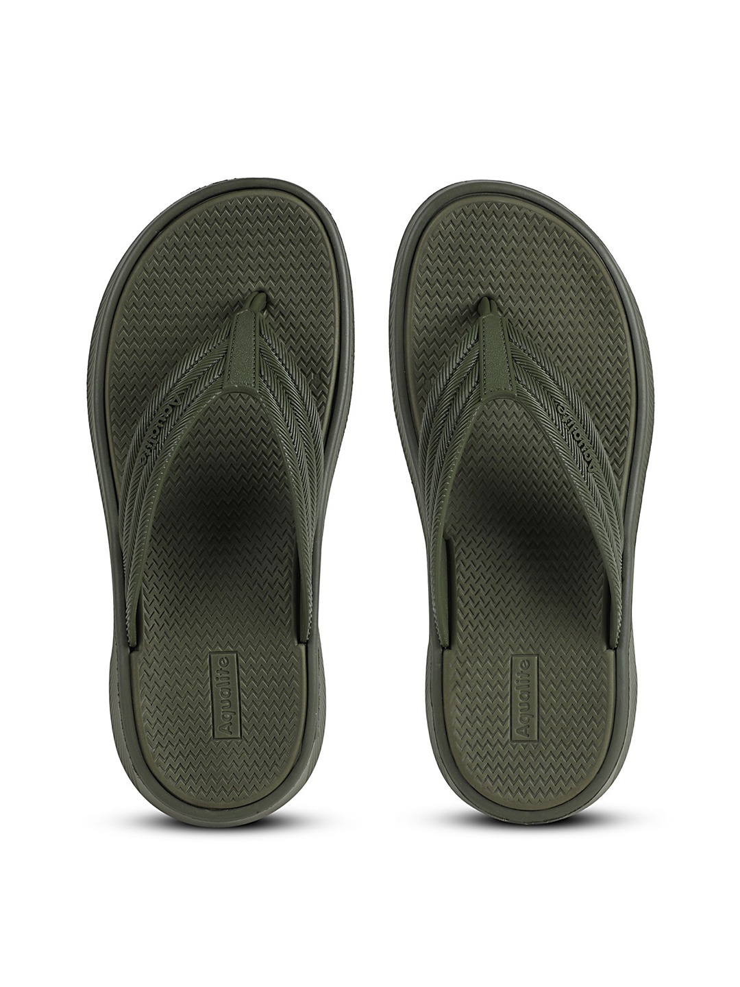 

Aqualite Men Rubber Thong Flip-Flops, Olive