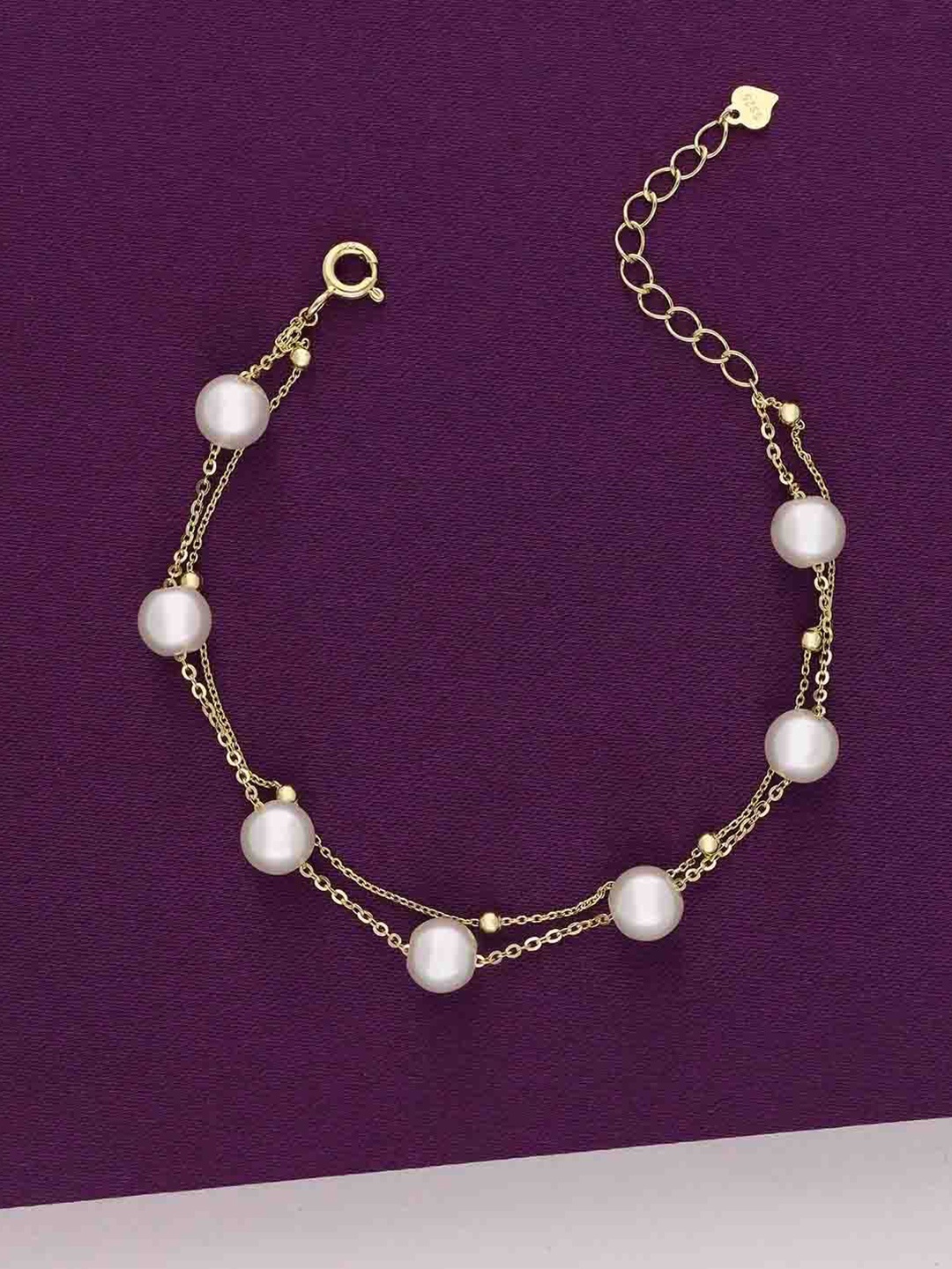 

KAI JEWEL Women Sterling Silver Pearls Gold-Plated Wraparound Bracelet