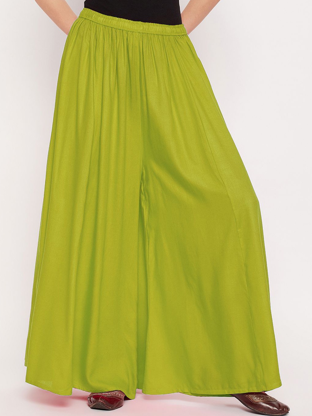 

TULIP 21 Women Flared Slip-On Ethnic Palazzos, Lime green