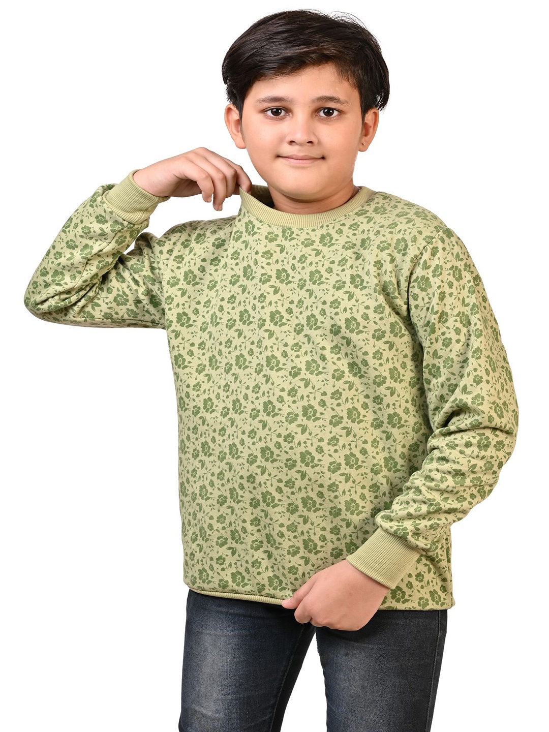 

BAESD Boys Floral Printed Pullover Sweatshirt, Green