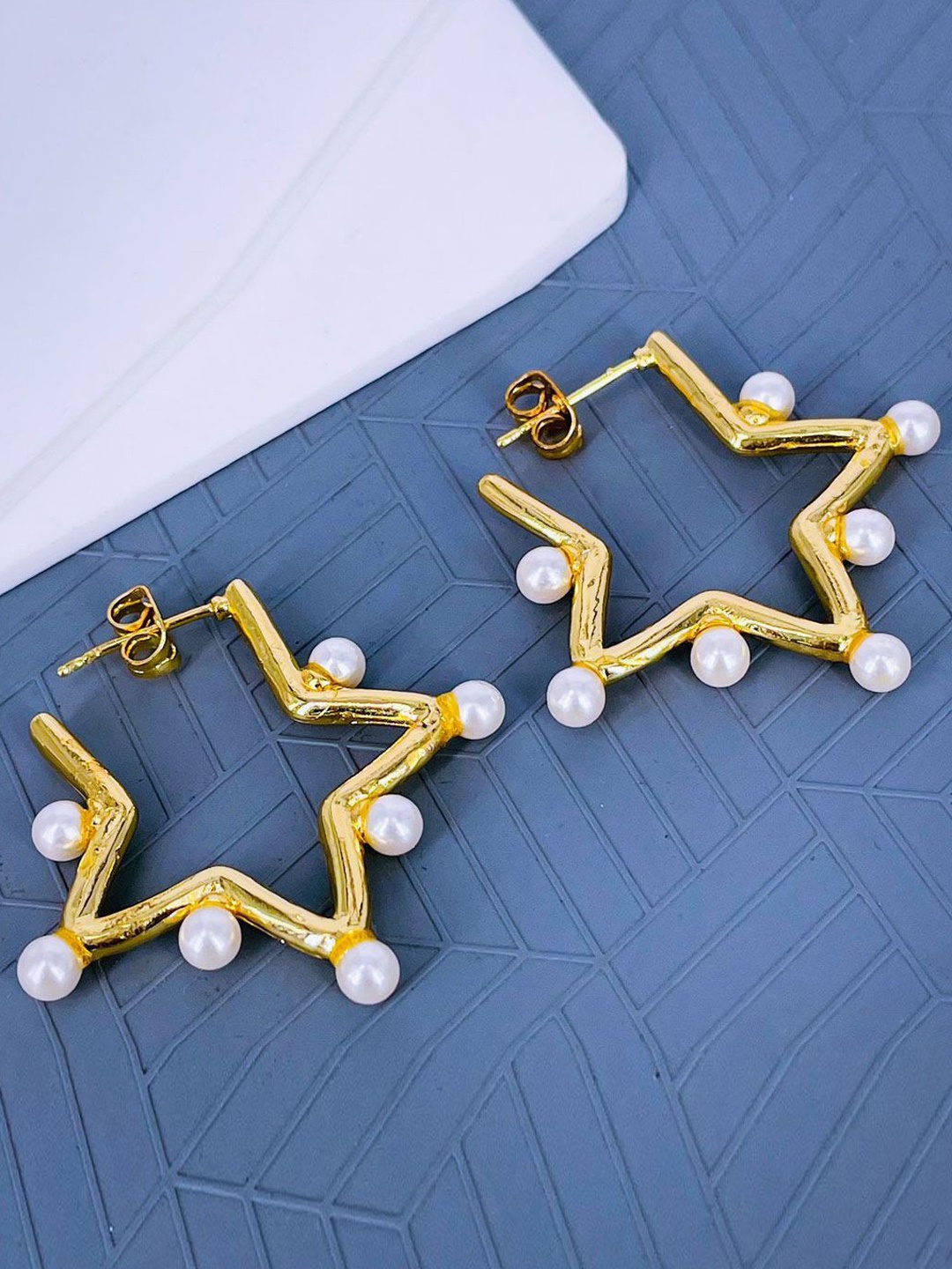 

ZIVOM Star Shaped Hoop Earrings, Gold