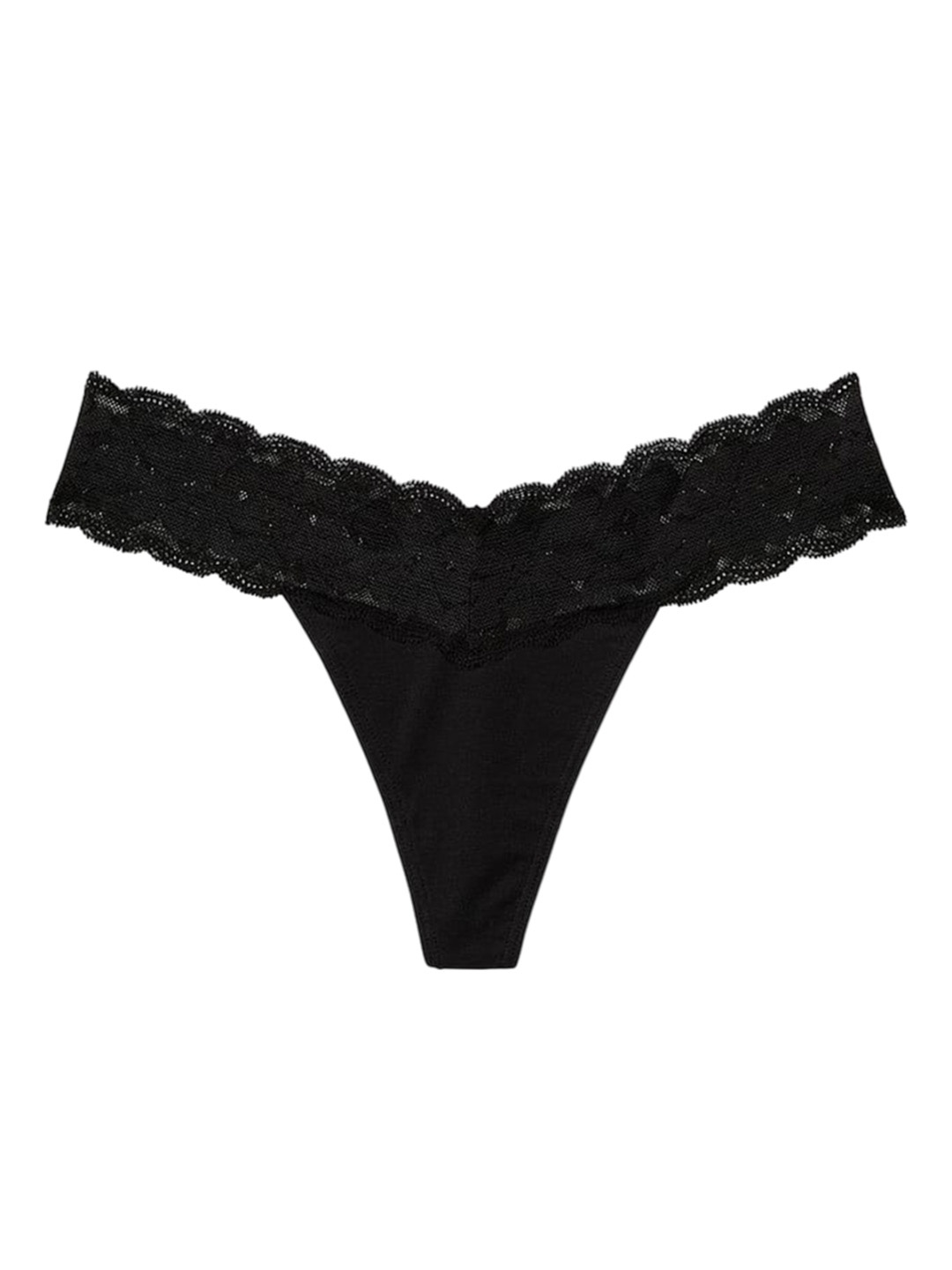 

Victoria's Secret PINK Everyday Lace Trim Thong Panty 112127202ZUO, Black