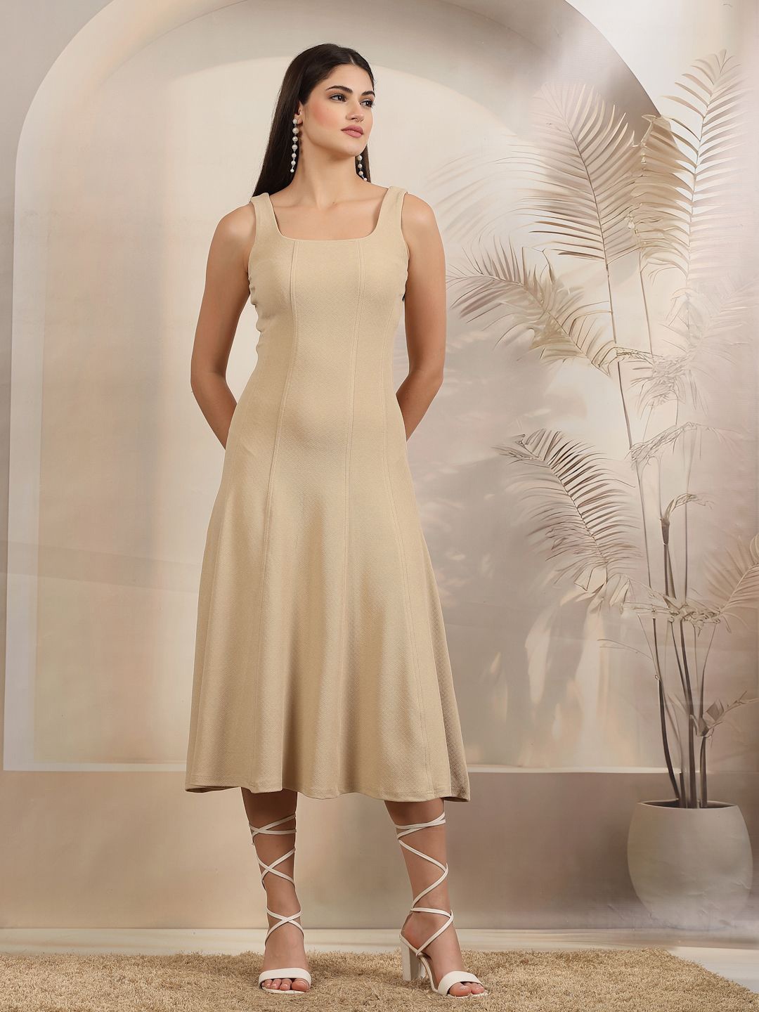 

aayu A-Line Midi Dress, Nude