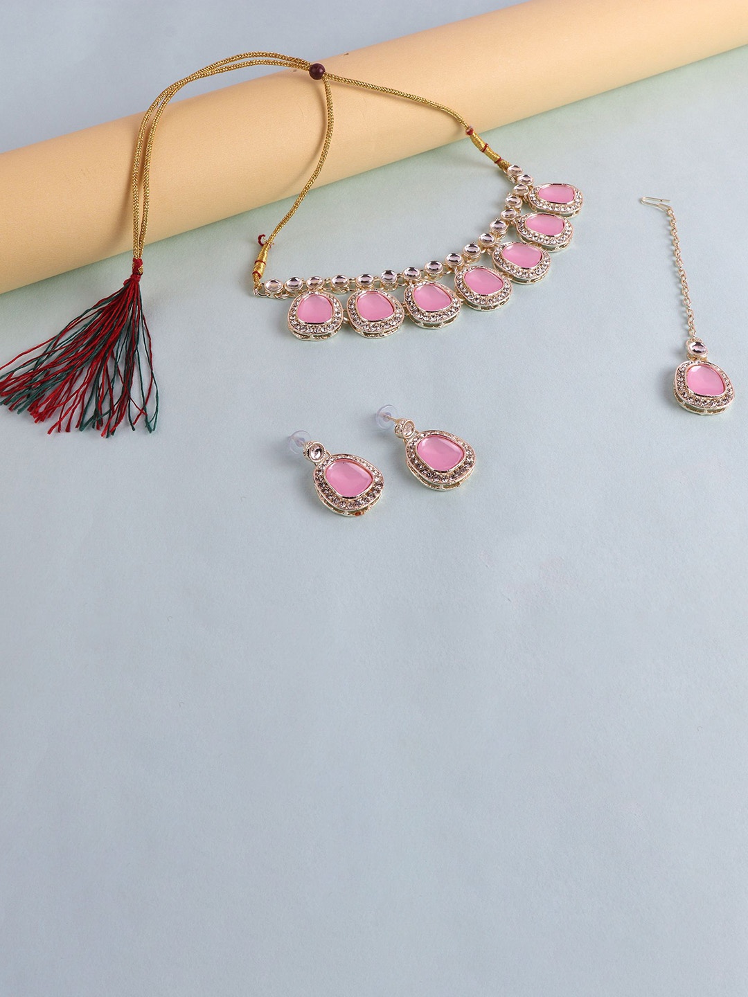 

Keviv Silver-Plated Stone- Studded Jewellery Set