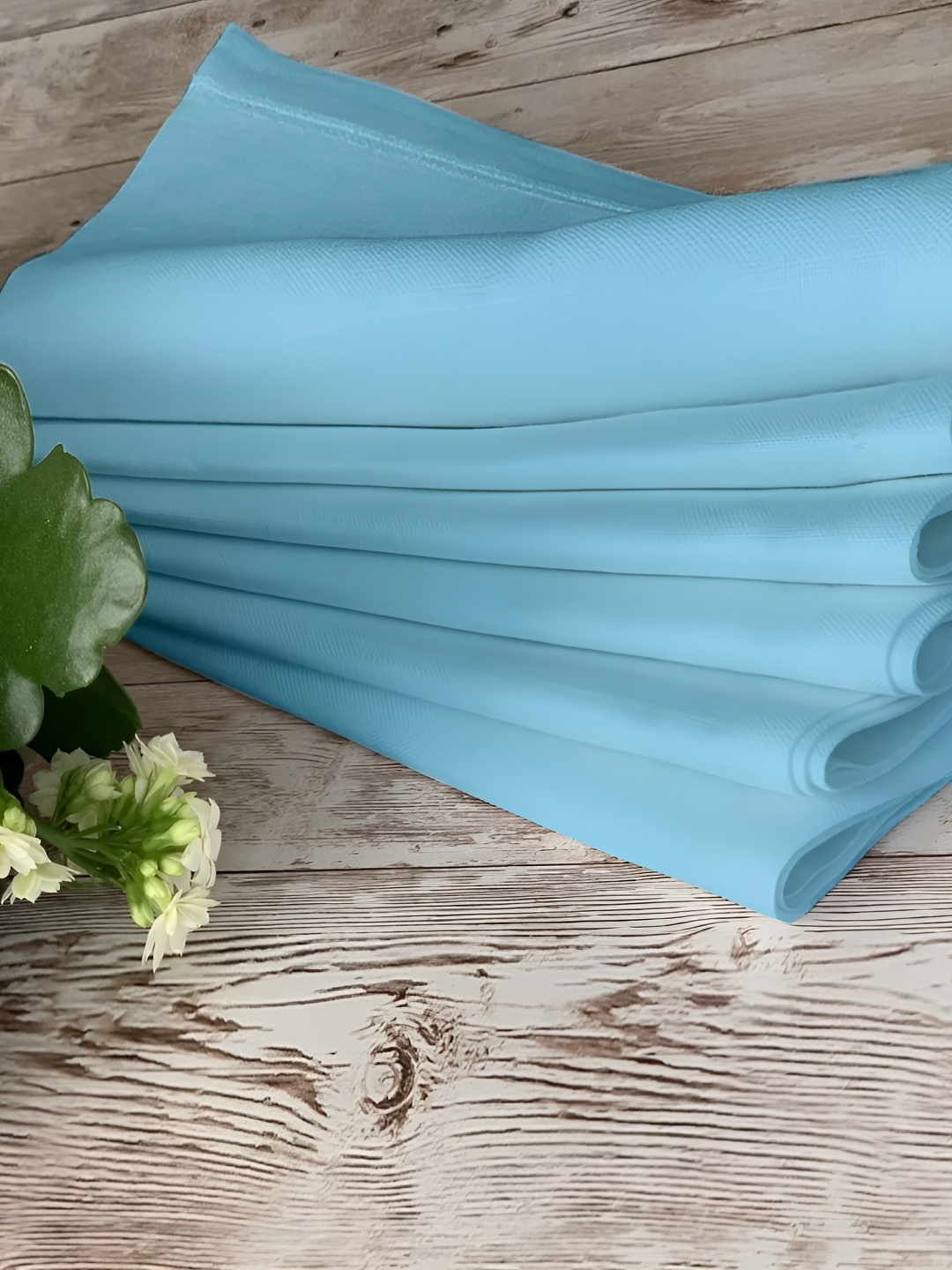 

Lushomes 12Pcs Blue Cotton Table Napkins