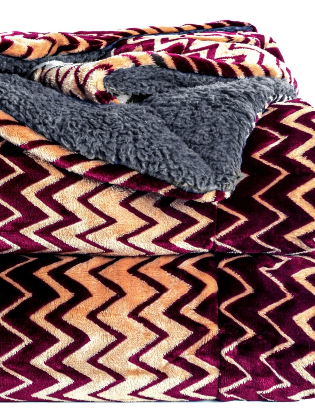 

bsb home Maroon & Gold-Toned Heavy Winter 500 GSM Double Bed Blanket