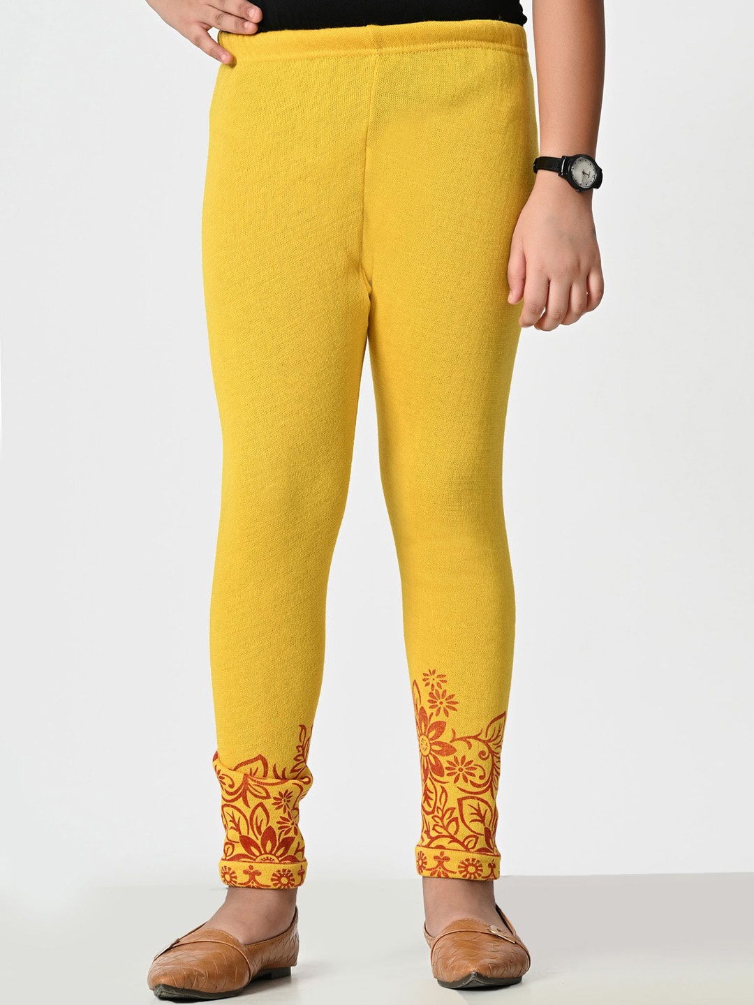 

BAESD Girls Printed Wool Mid-Rise Ankle-Length Leggings, Yellow