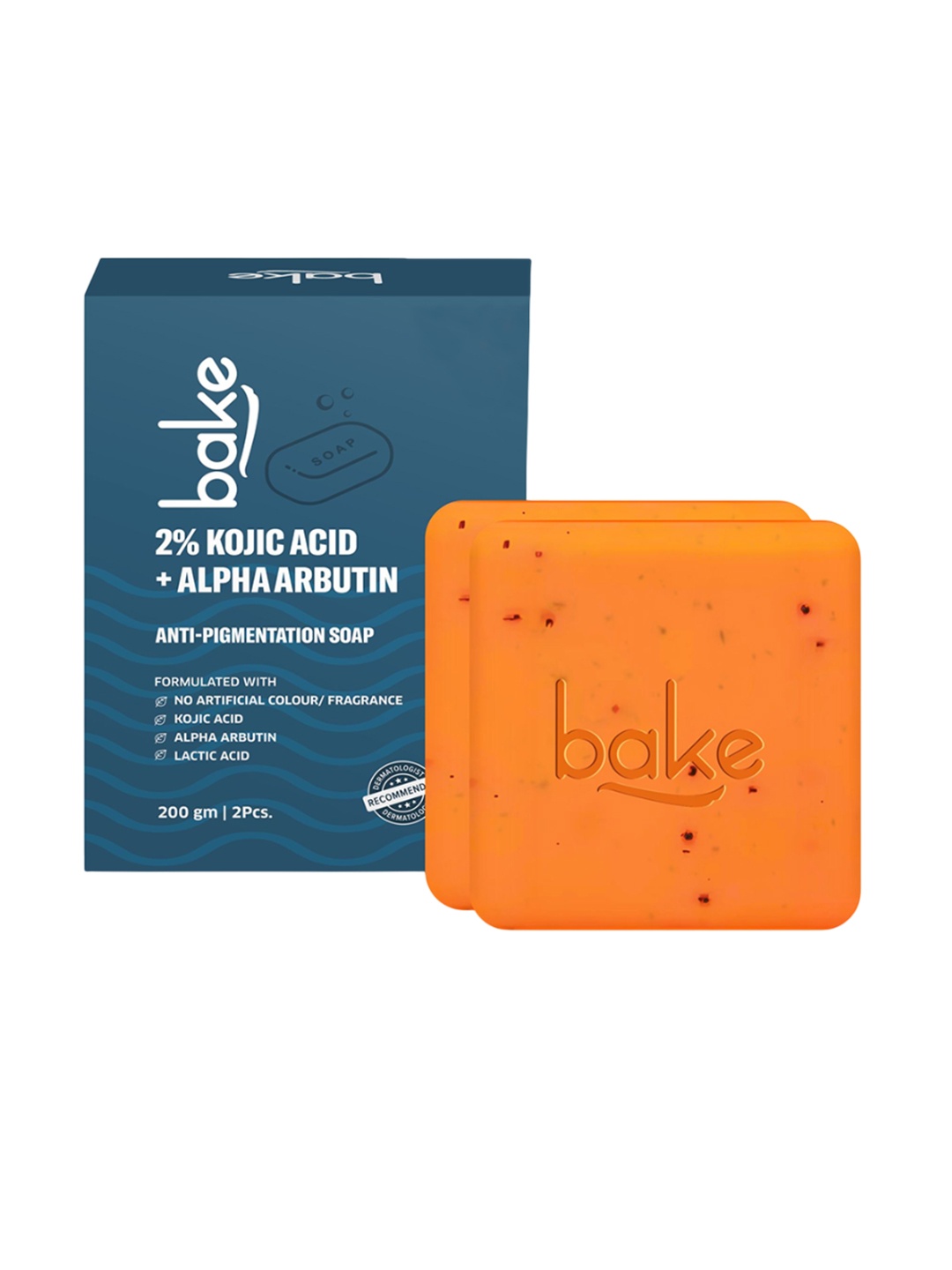 

BAKE Set Of 2 2% Kojic Acid Soap With Alpha Arbutin - 100 g Each, Orange