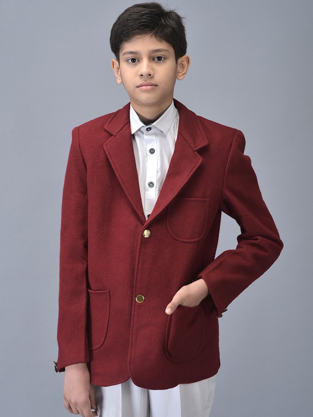 

Noty Kids Woolen Winter Blazer, Maroon