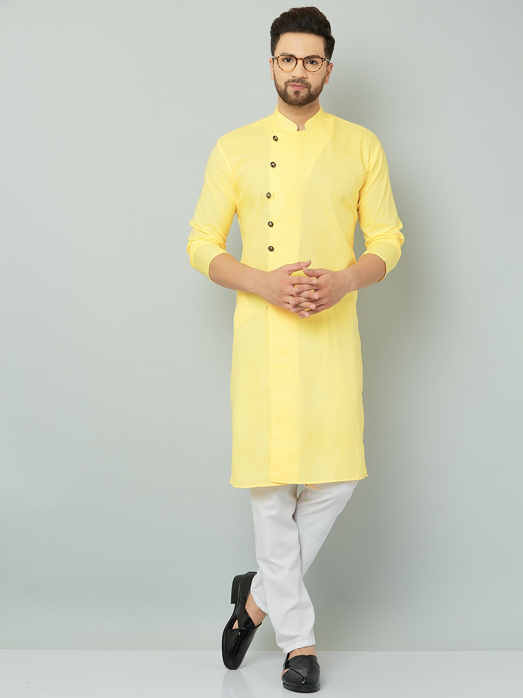 

LEMONX Men Regular Kurta with Pyjamas, Yellow