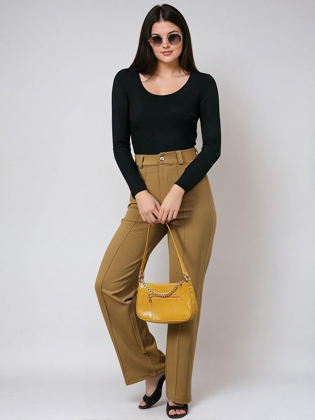 

Kotty Black and Mustard Brown Long Sleeves T-Shirt with Trouser