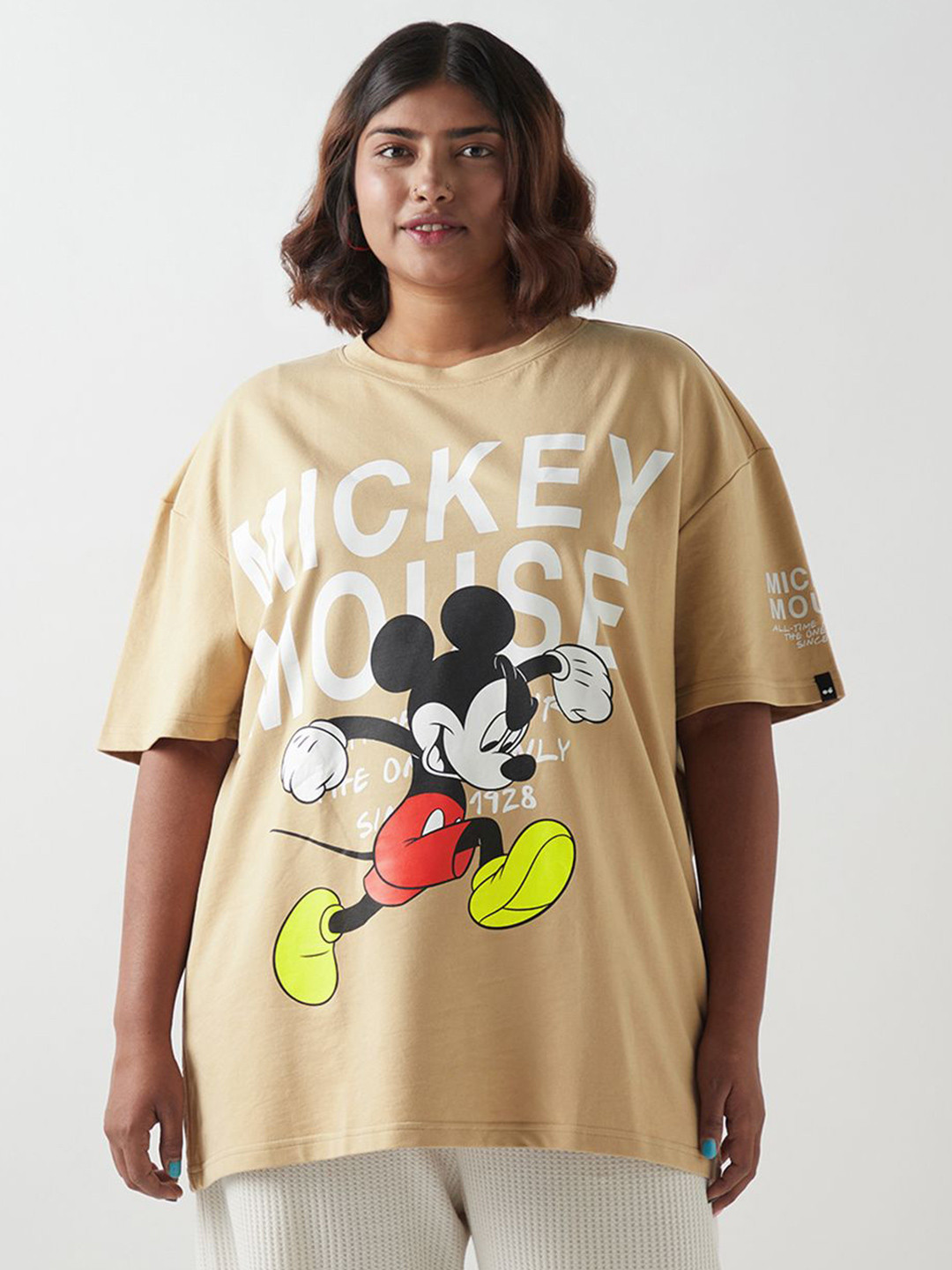 

Bewakoof Heavy Duty Women Mickey Mouse Printed T-shirt, Brown