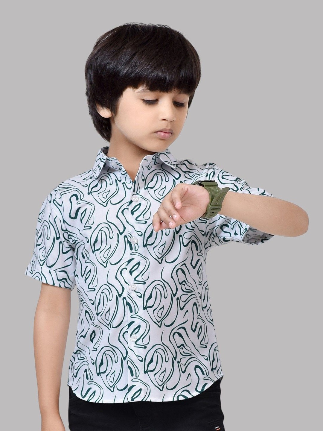 

BAESD Boys Comfort Opaque Printed Casual Shirt, White