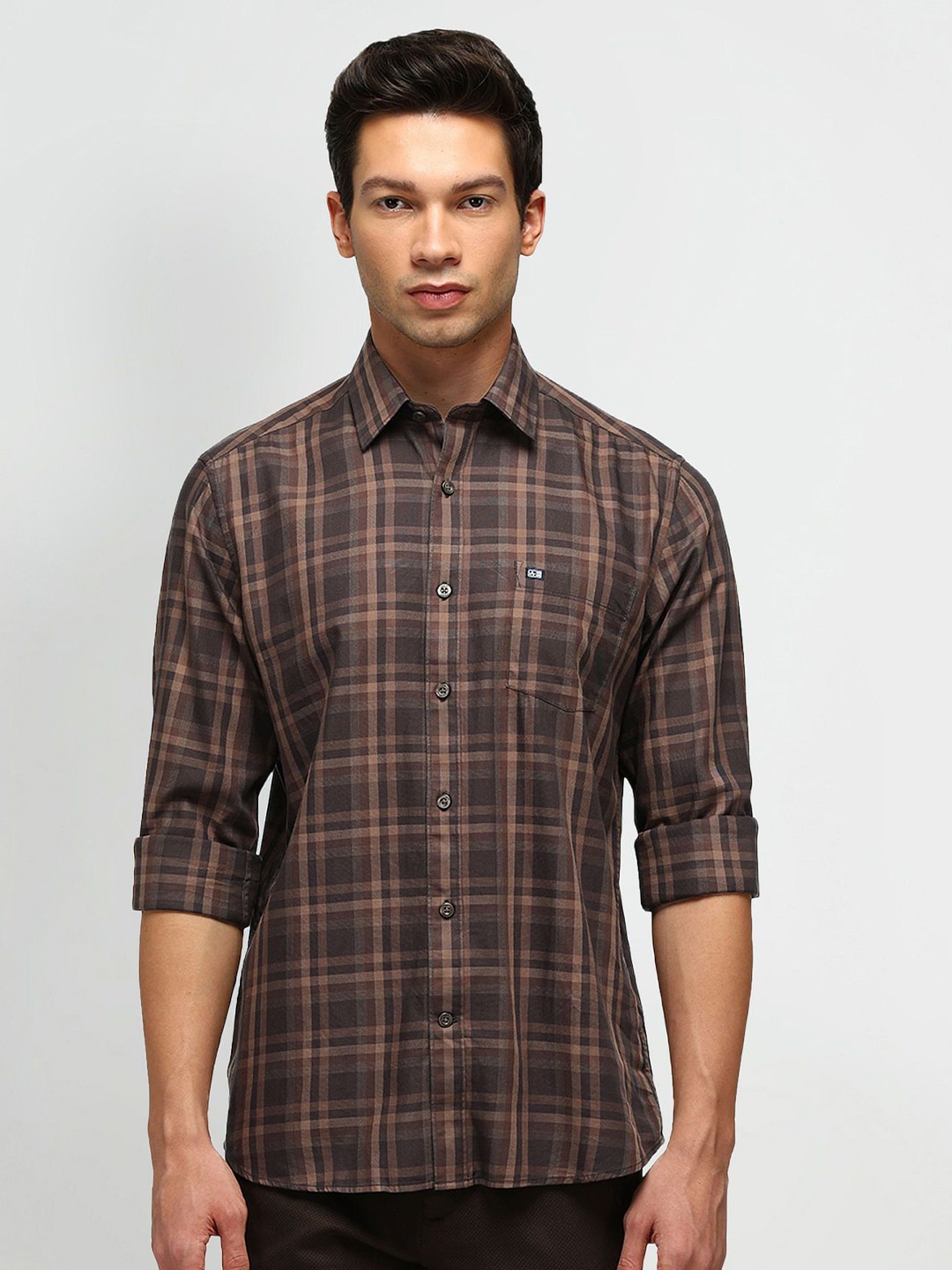 

Arrow Sport Men Slim Fit Opaque Checked Casual Shirt, Brown