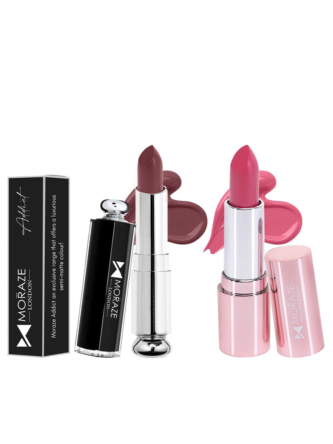 

Moraze Set Of 2 Addict & Stick Creamy Lipstick - 6 ml Each - Cappucino - Boss, Pink