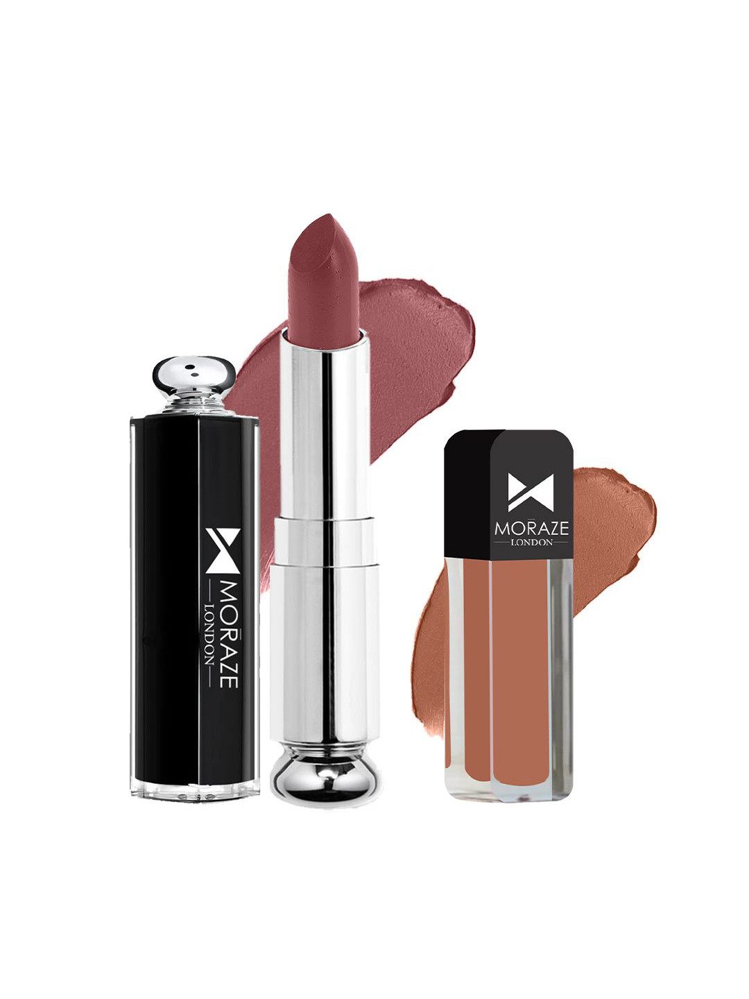 

Moraze London Set Of 2 Full Coverage Long-Lasting Matte Lipsticks - Naked & Velvet Rose, Beige