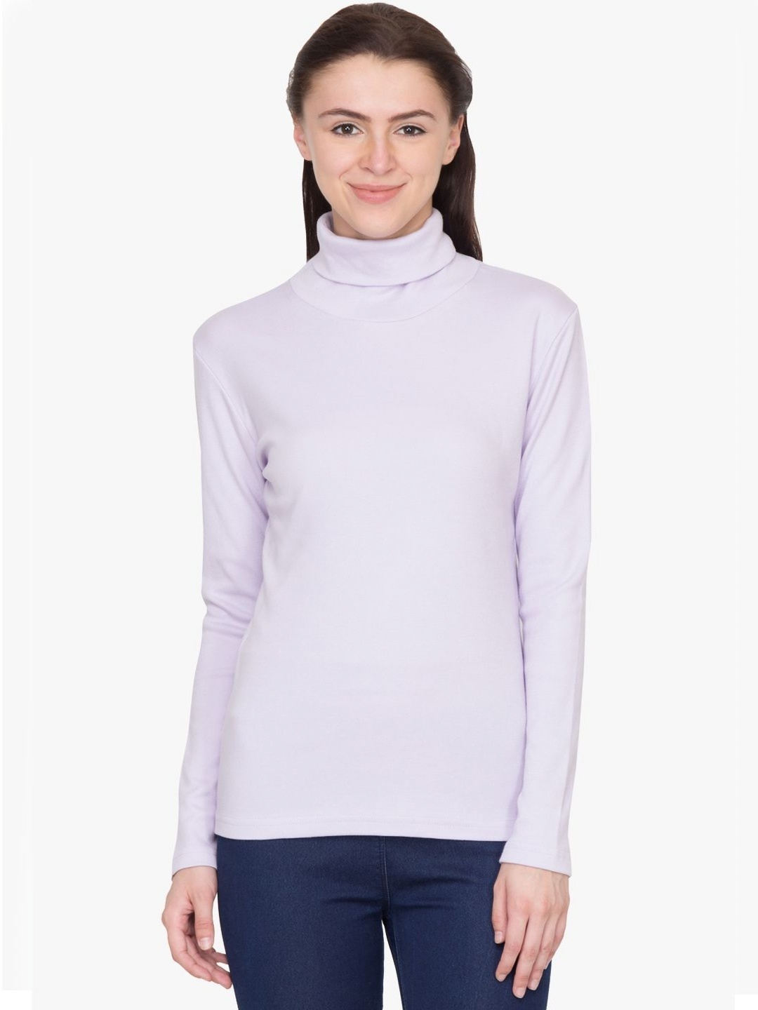 

Hypernation Women High Neck T-shirt, Lavender
