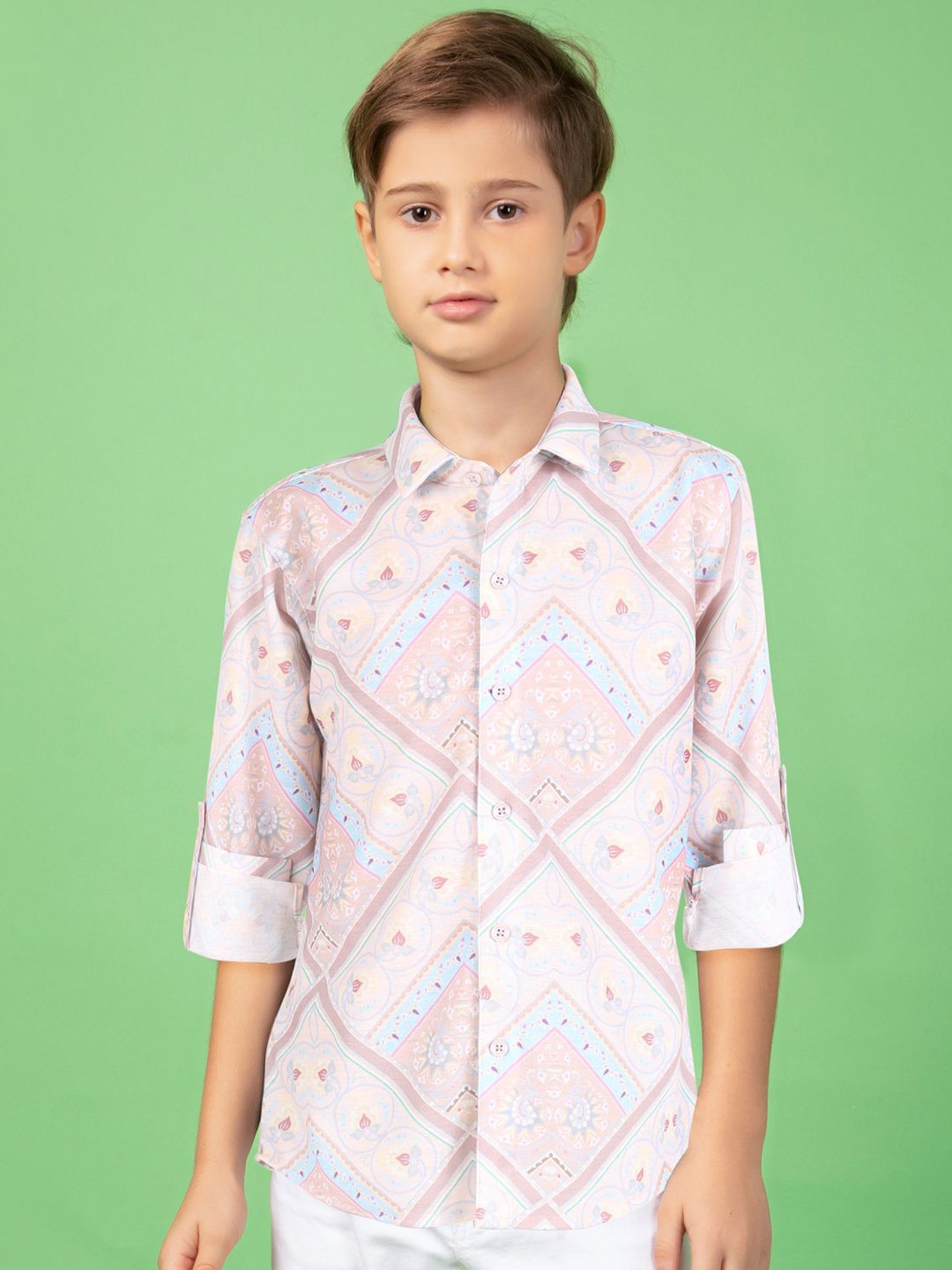 

MashUp Boys Opaque Printed Casual Shirt, Peach