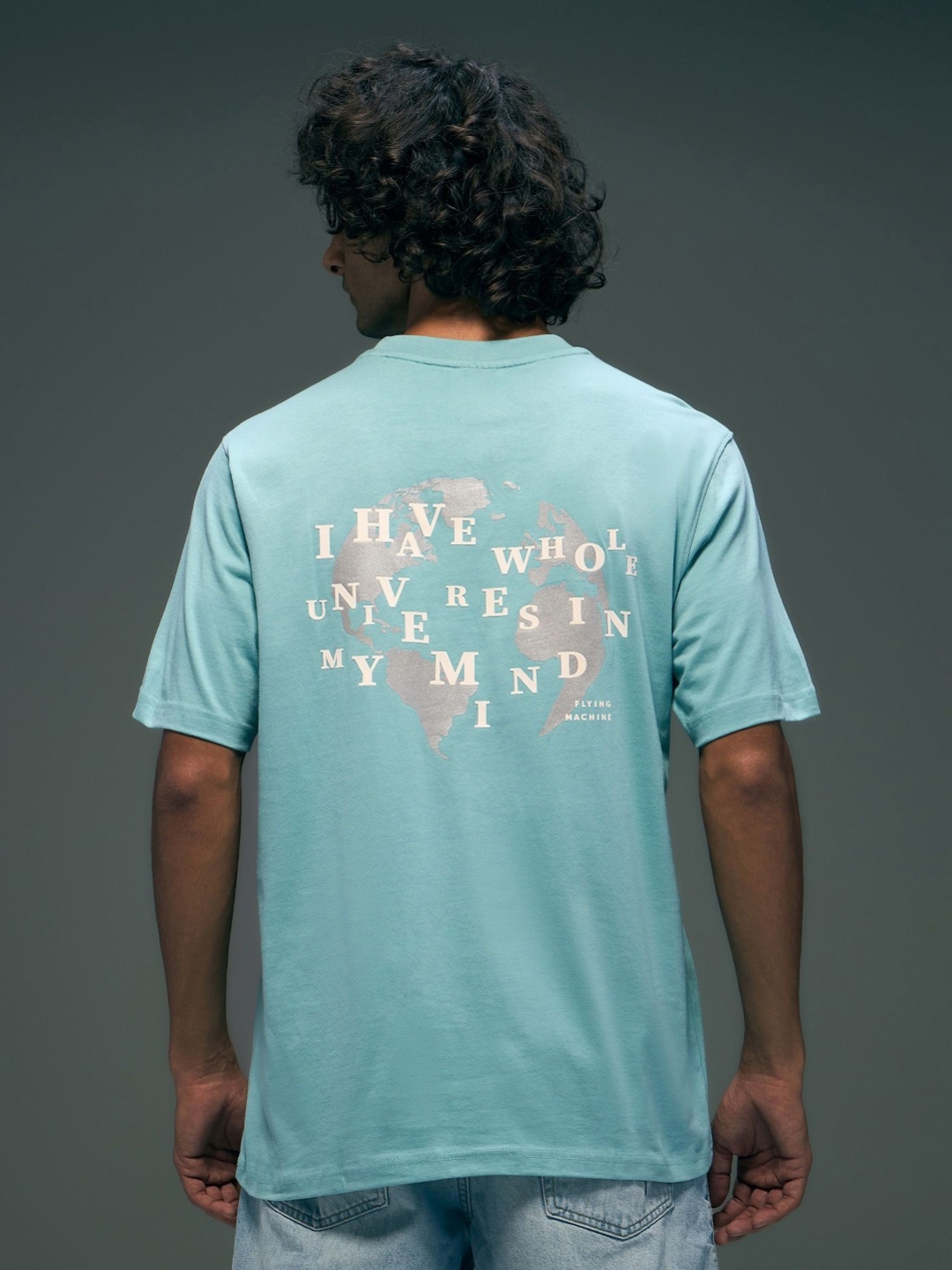 

Flying Machine Street Vibe Graphic Printed Pure Cotton Relaxed Fit T-shirt, Blue