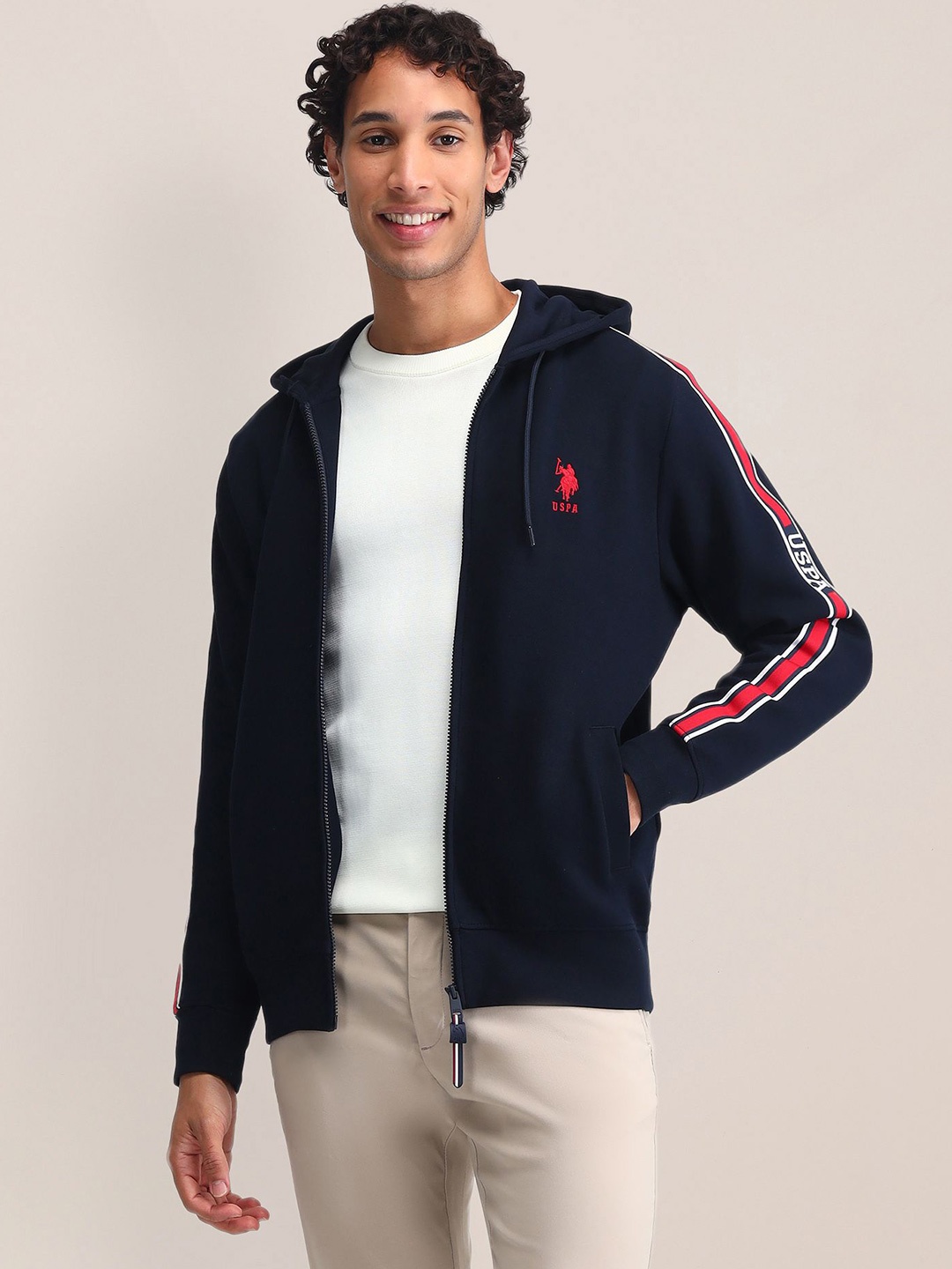 

U.S. Polo Assn. Men Hooded Front-Open Sweatshirt, Blue