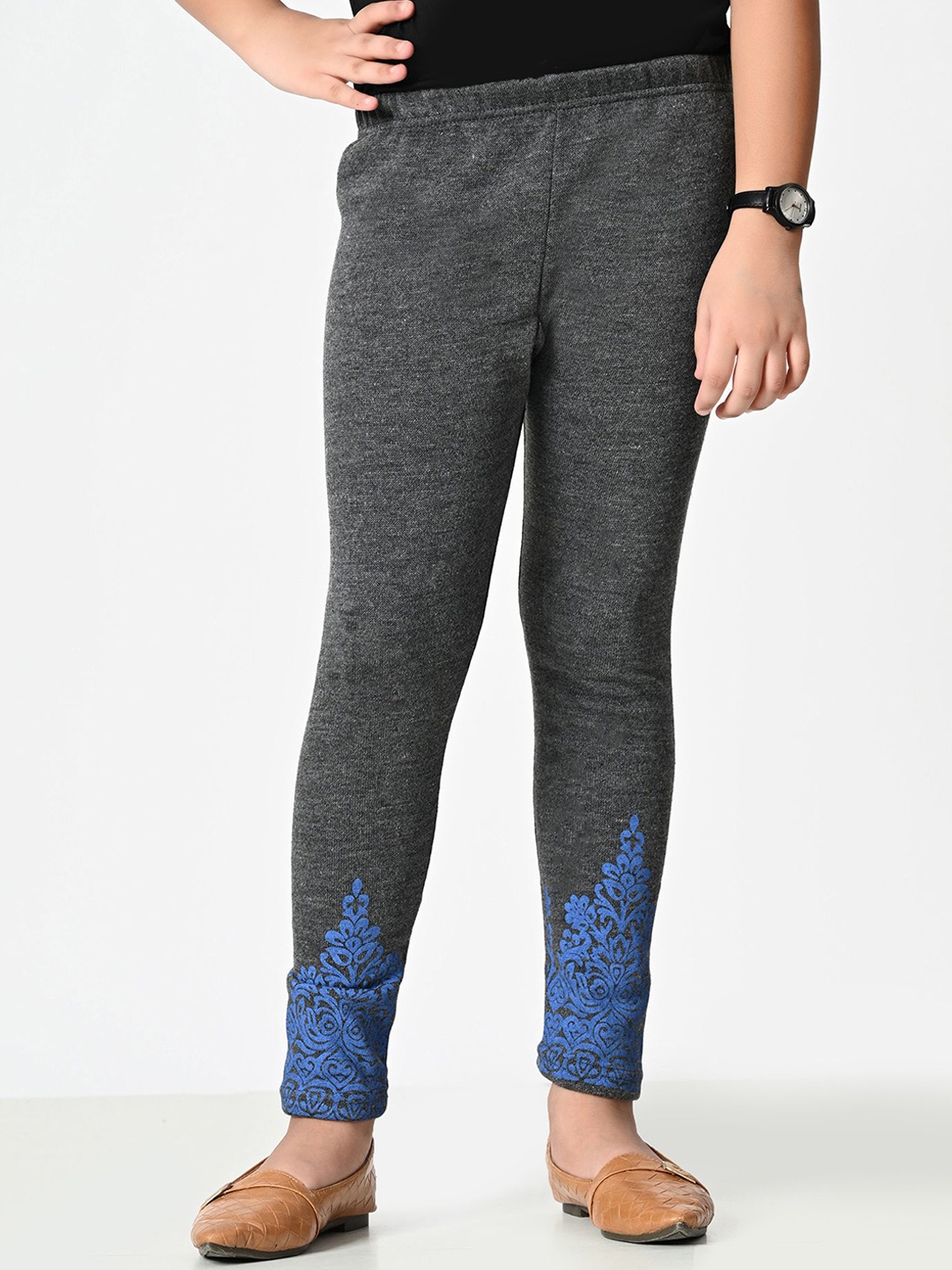 

BAESD Girls Printed Ankle-Length Leggings, Grey