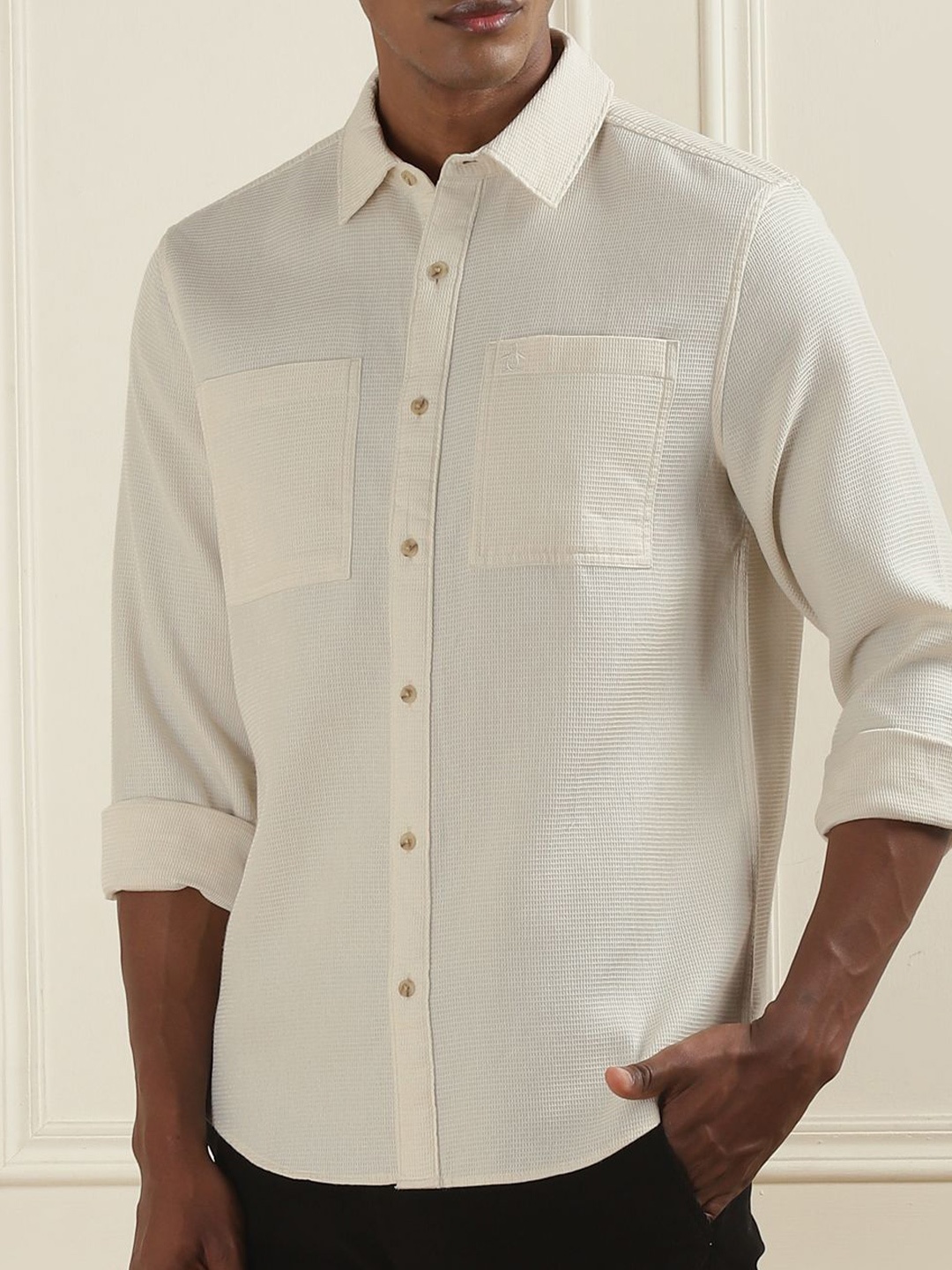 

Original Penguin Men Opaque Checked Casual Shirt, Beige