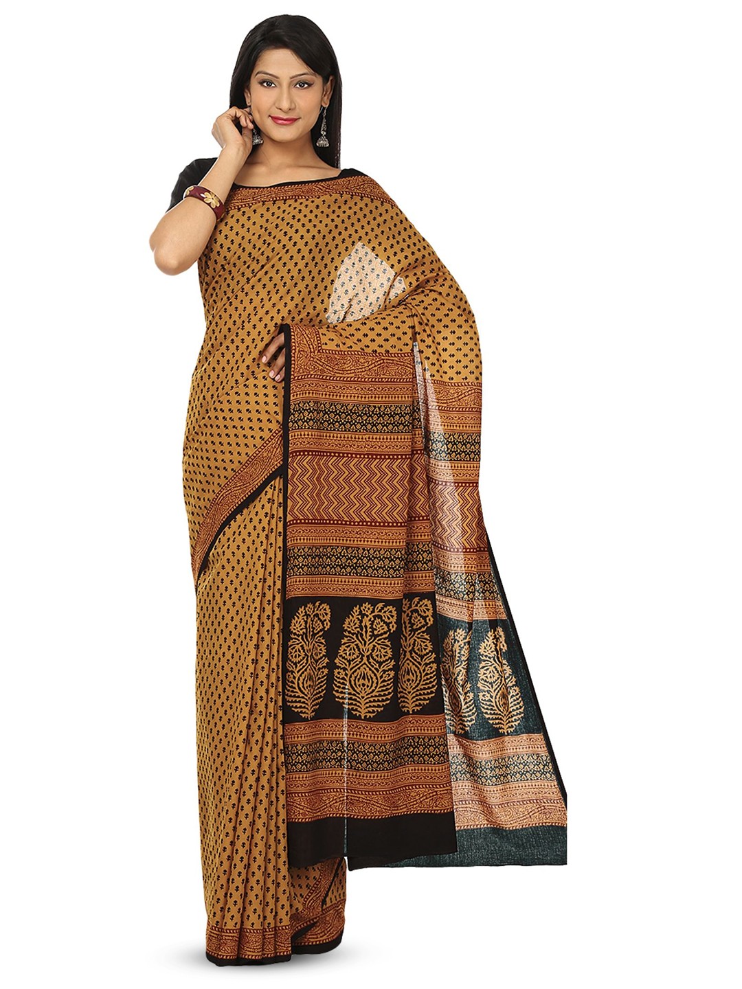 

Kalakari India Floral Pure Cotton Saree, Yellow