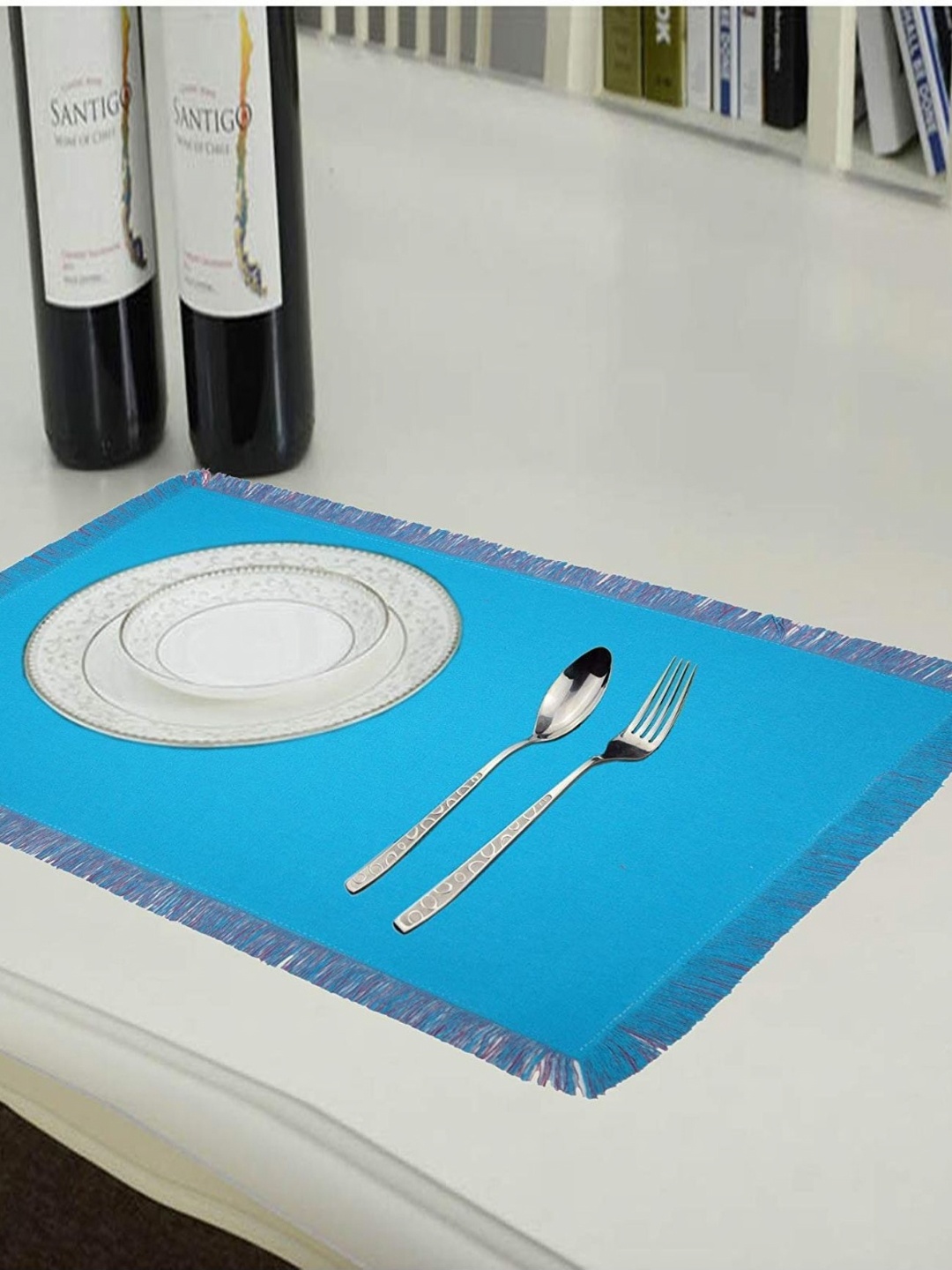 

Lushomes Blue & Purple 6 Pieces Cotton Table Placemats