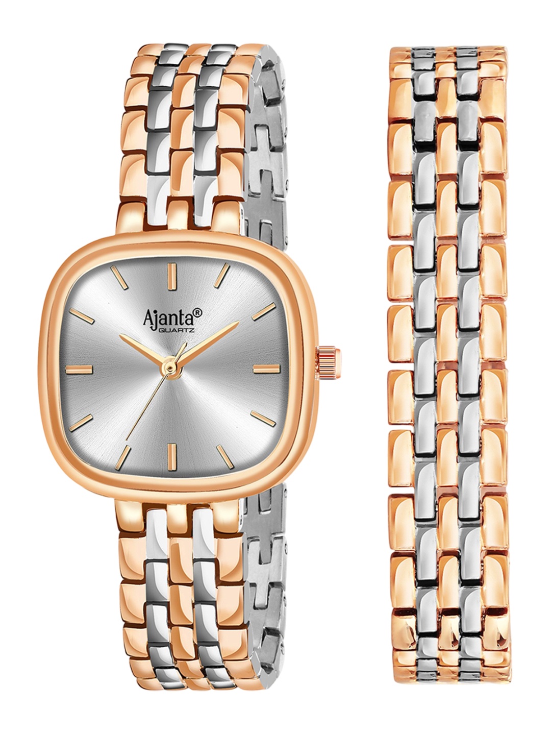 

Ajanta Quartz Women Dial & Stainless Steel Straps Analogue Watch AWC127ESL 1, Silver