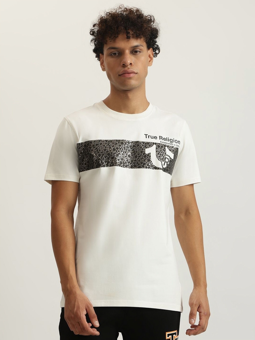 

True Religion Men Printed Applique T-shirt, White