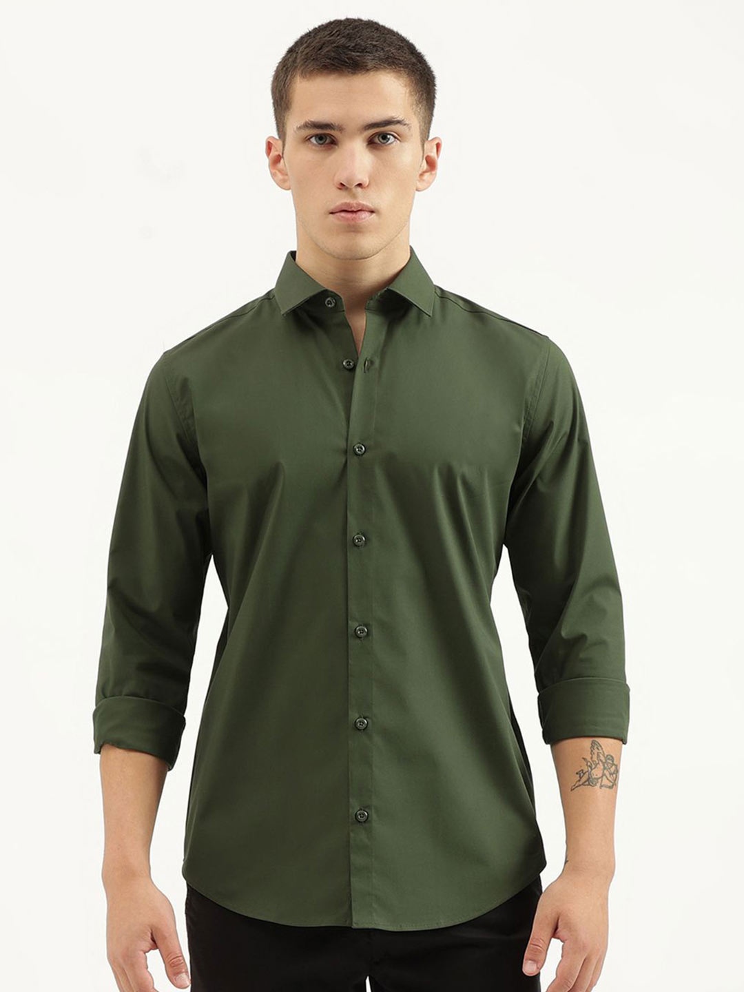 

United Colors of Benetton Men Slim Fit Opaque Casual Shirt, Green