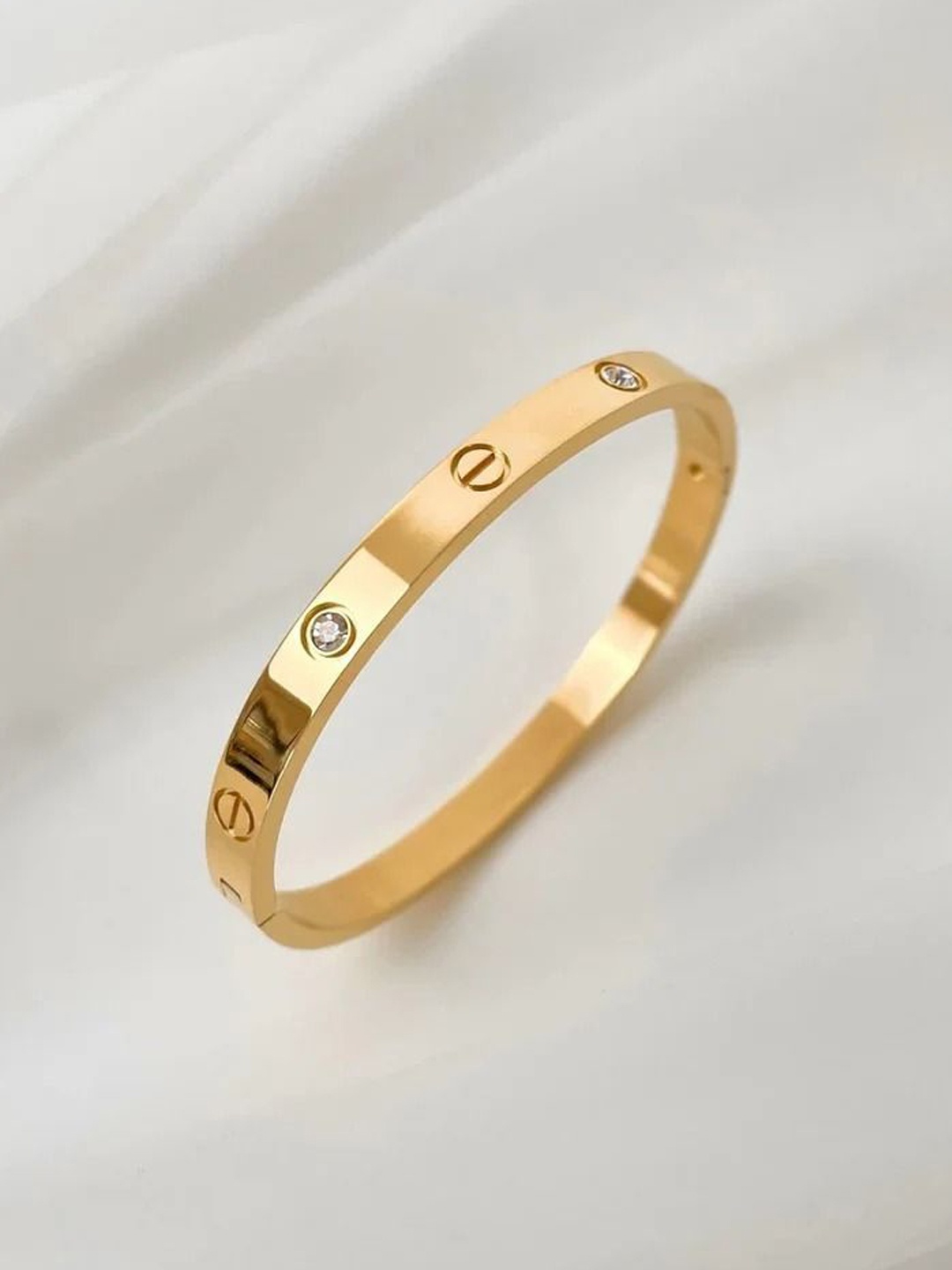 

MEENAZ Women American Diamond Antique Gold-Plated Bangle-Style Bracelet