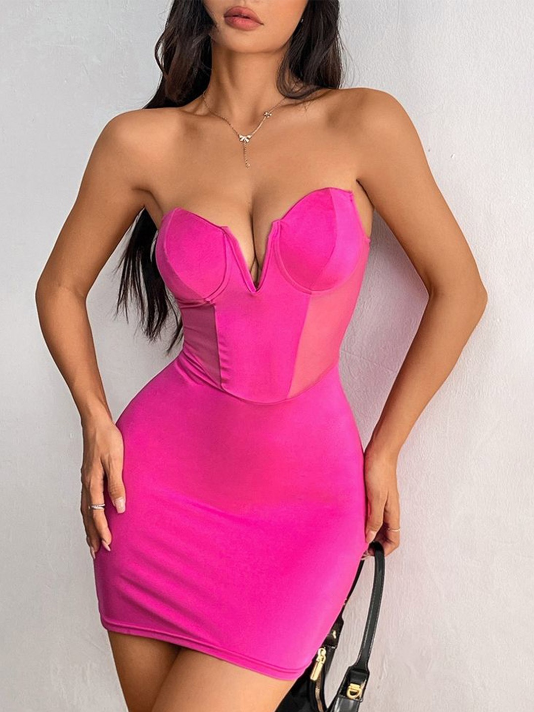 

LULU & SKY Women Bandeau Mini Dress, Rose