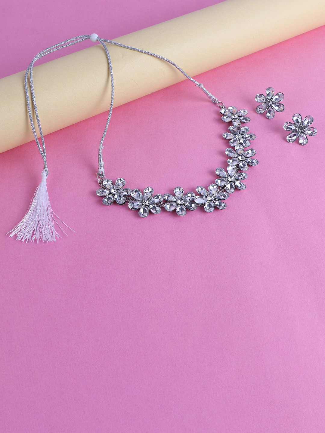 

Keviv Silver-Plated Stone-Studded Jewellery Set