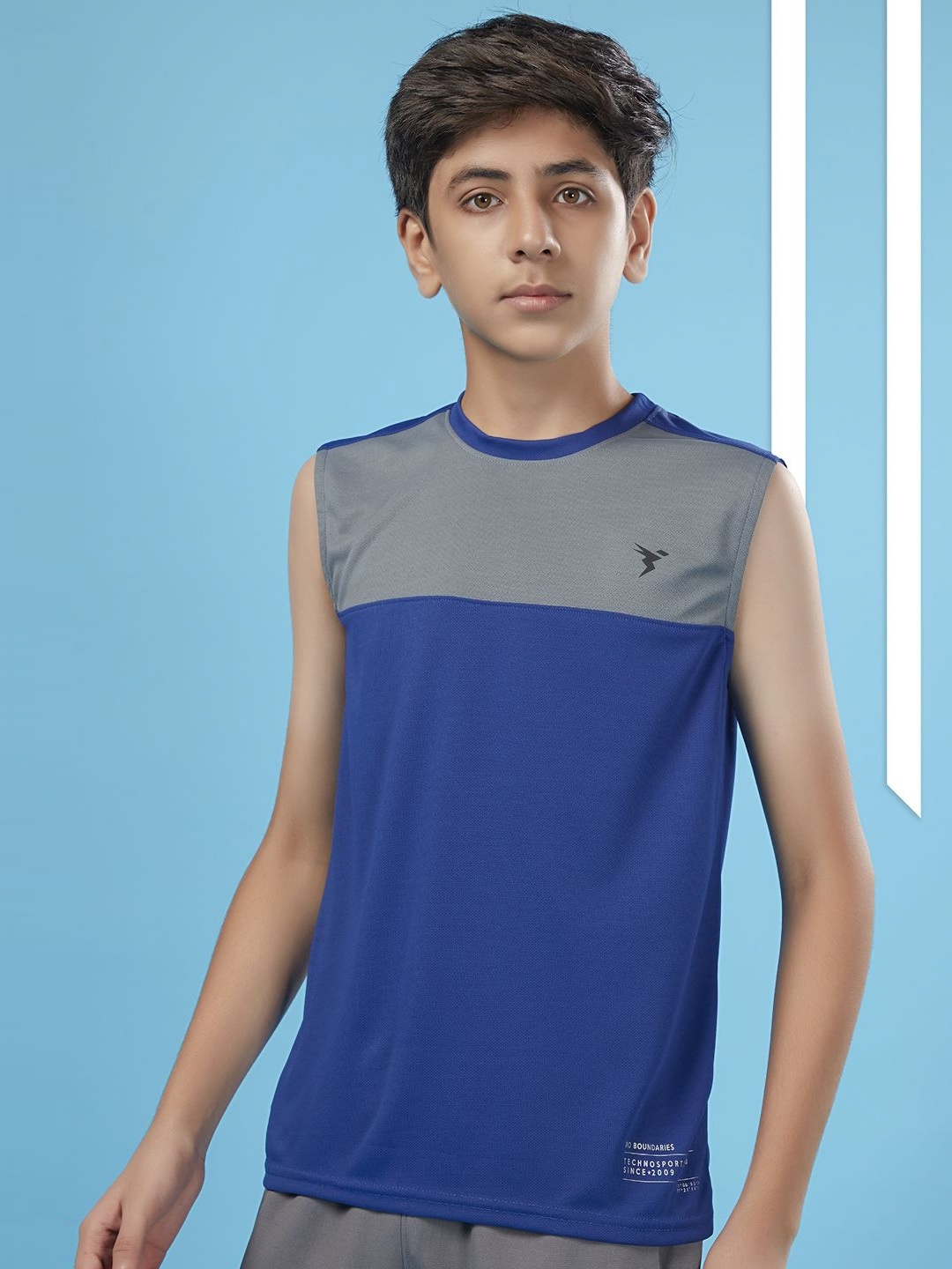 

Technosport Boys Colourblocked UPF50 Slim Fit T-shirt, Blue
