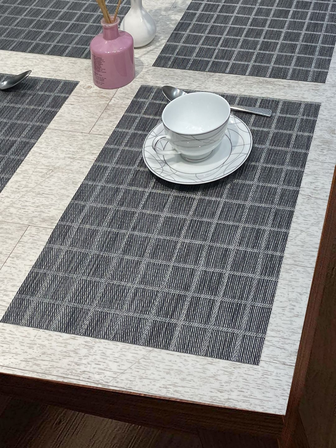 

BIANCA 6Pcs Charcoal Checked Table Placemats