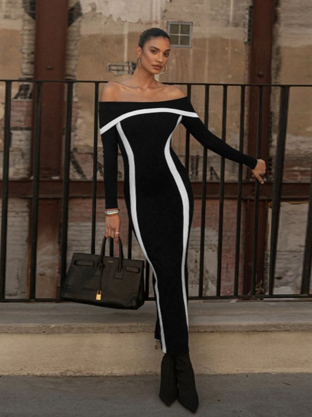 

LULU & SKY Women Off-Shoulder Maxi Bodycon Dress, Multi