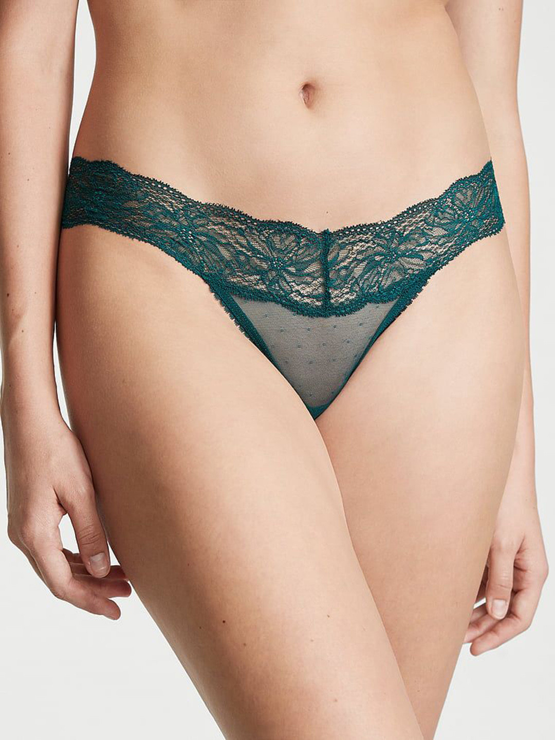 

Victoria's Secret Lacie Lace-Waist Thong Panty 112292312Y3B, Green