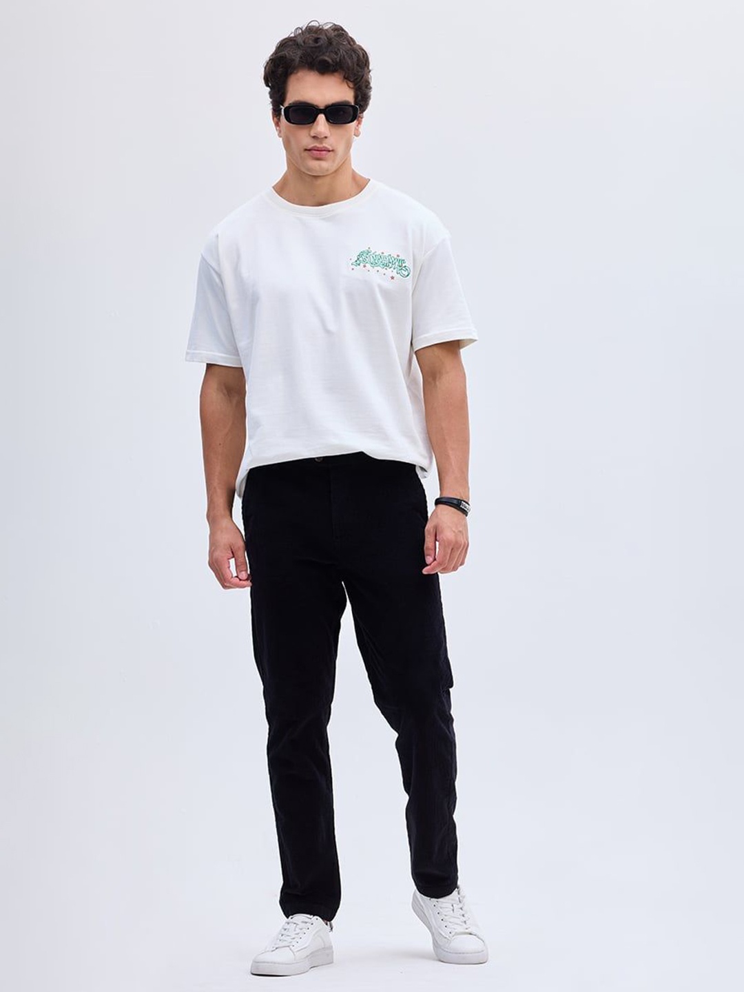 

Snitch Men Smart Slim Fit Trousers, Black