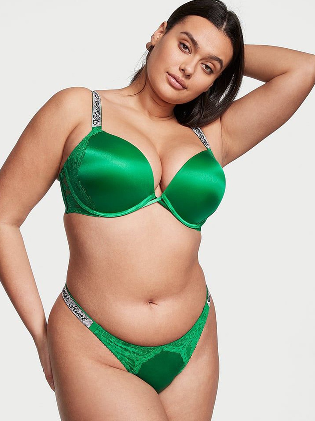 

Victoria's Secret Very Sexy Shine Strap Lace Brazilian Panty 1121607334K1, Green