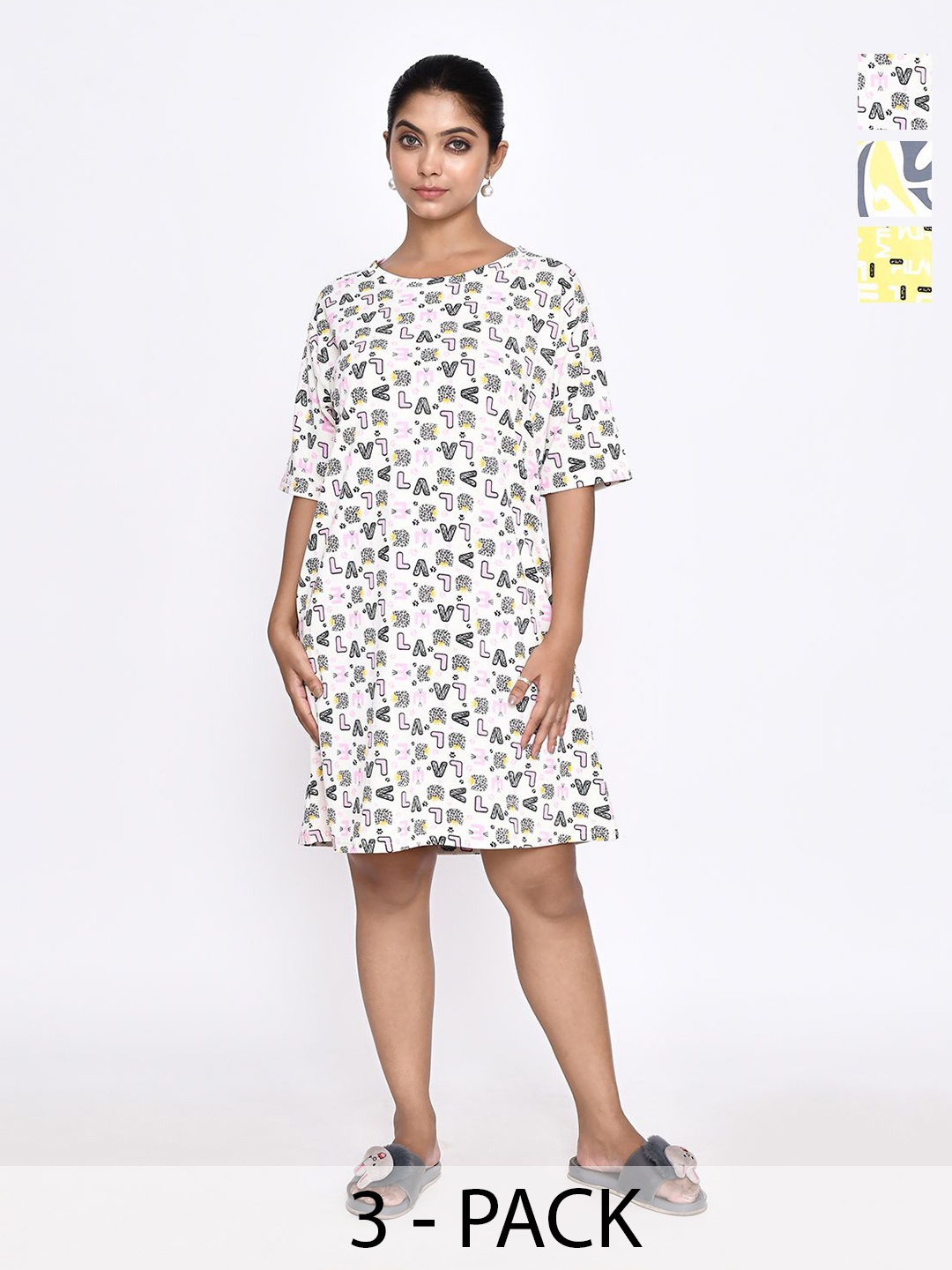 

RAPL Printed Nightdress, Yellow