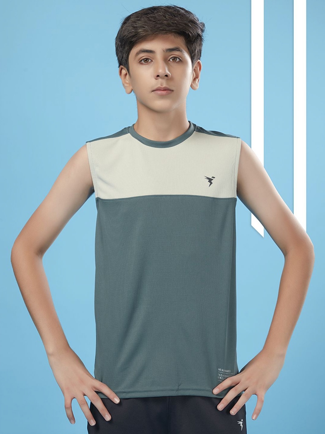 

Technosport Boys Colourblocked UPF50 Slim Fit T-shirt, Green