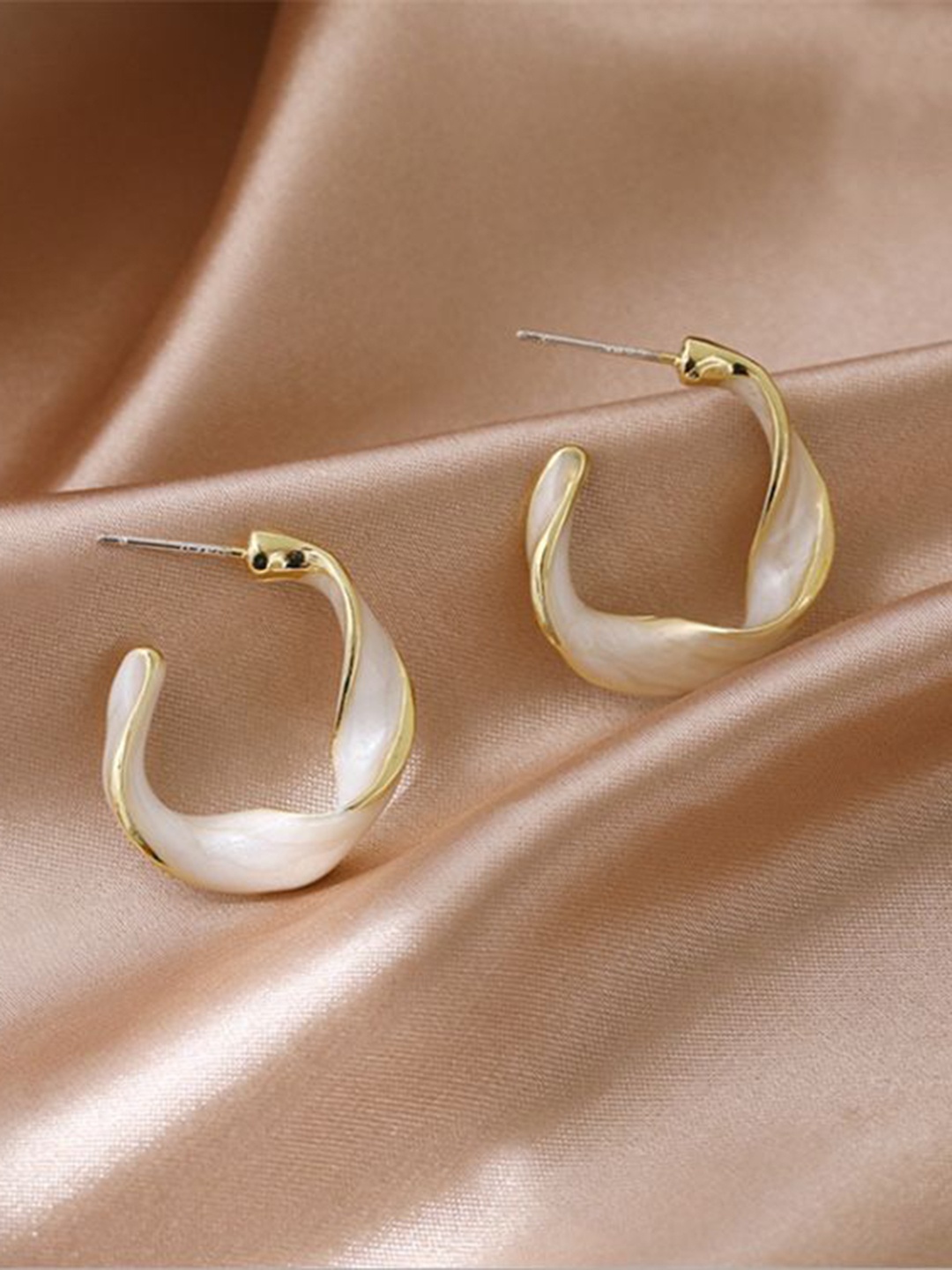 

Celestique Contemporary Hoop Earrings, White