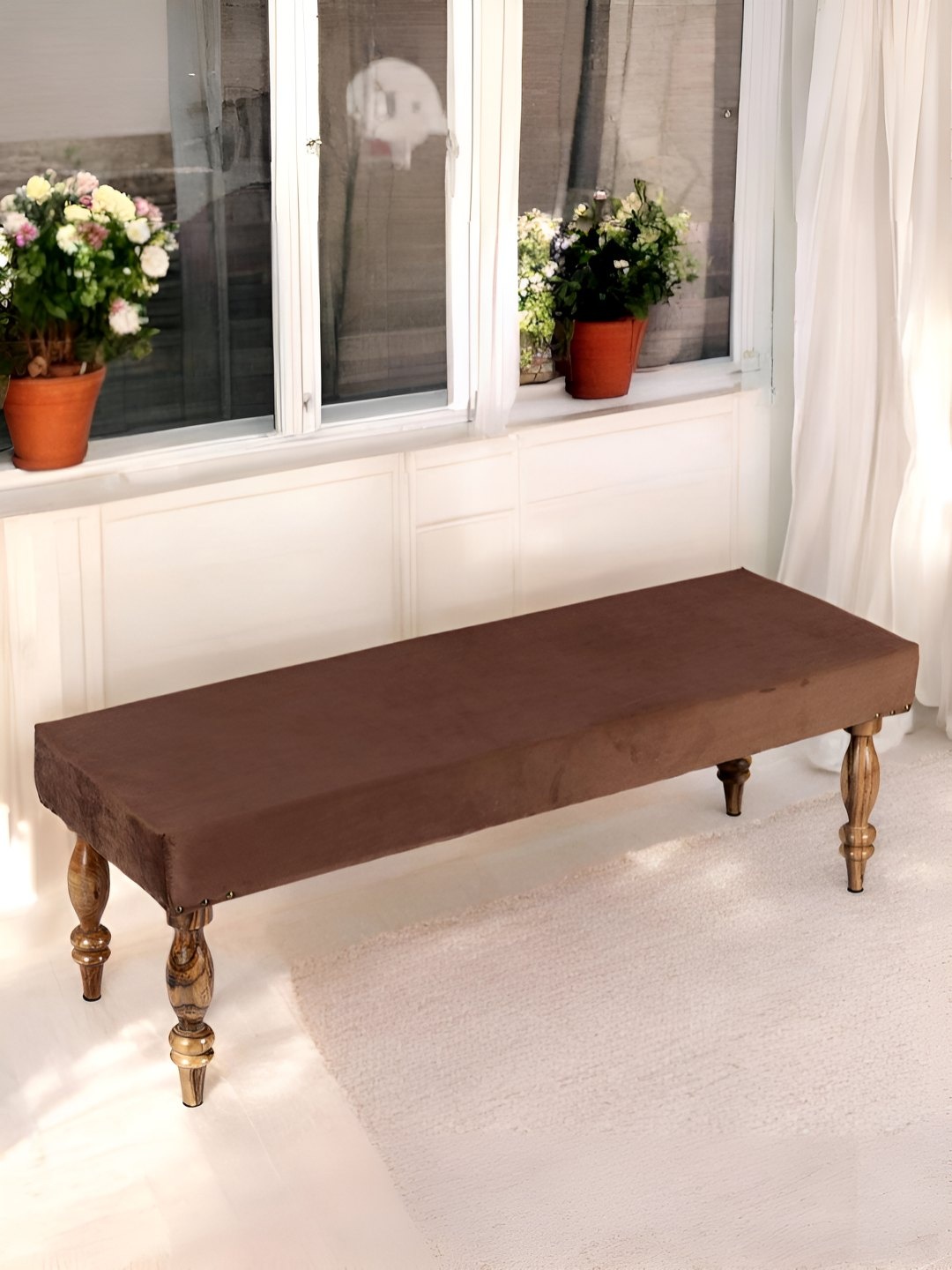 

Ikiriya Brown Wooden 3-Seater Anti- Skid Tufted Bench