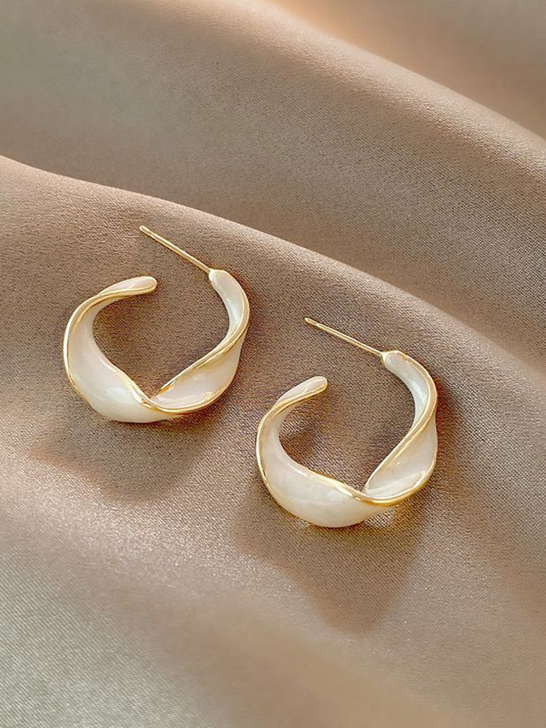 

Celestique Contemporary Hoop Earrings, White