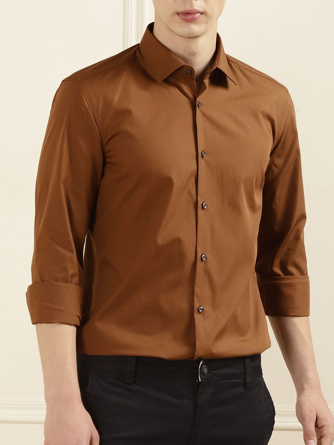 

HUGO Men Opaque Formal Shirt, Brown