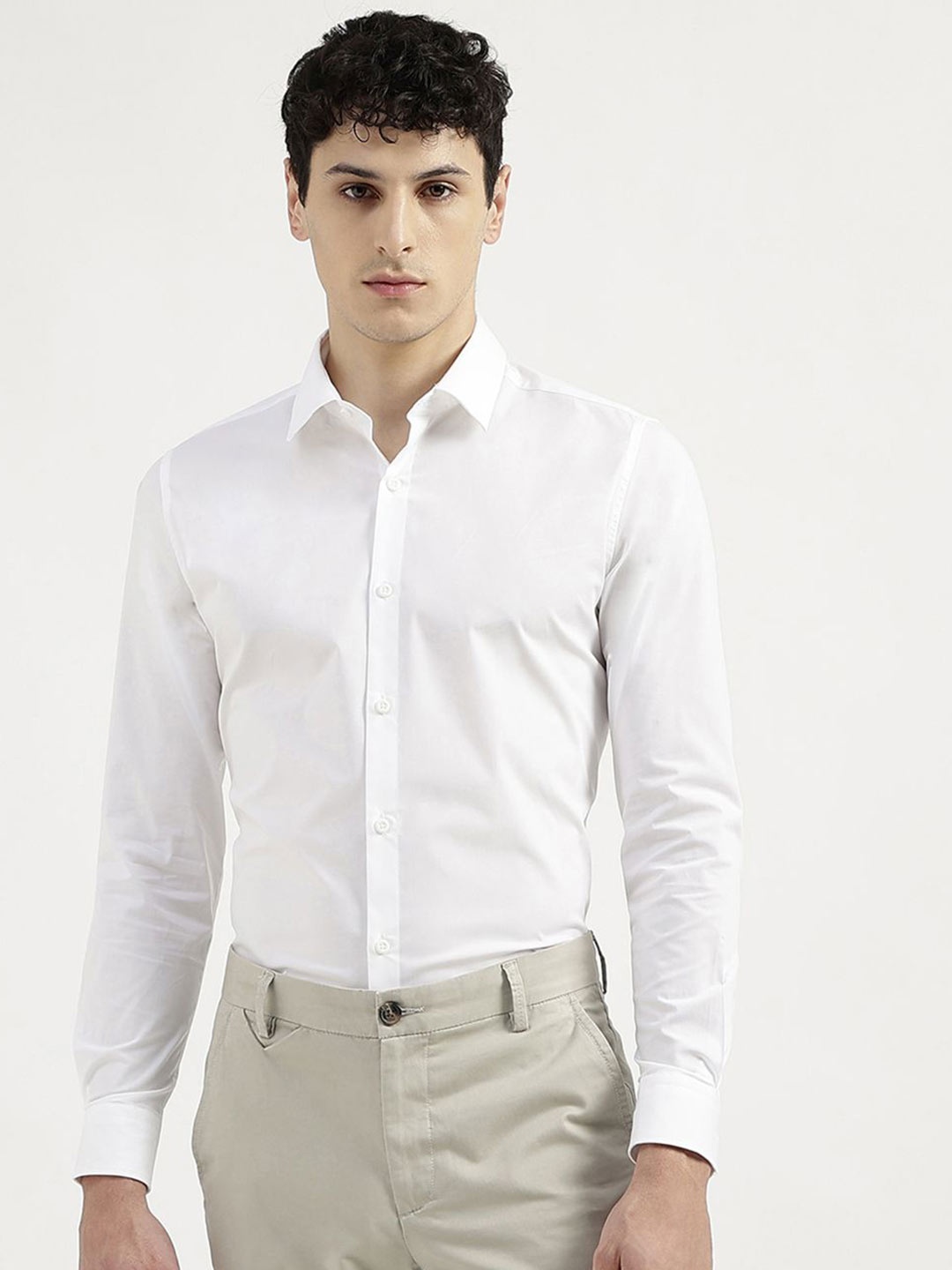 

United Colors of Benetton Men Slim Fit Opaque Casual Shirt, White