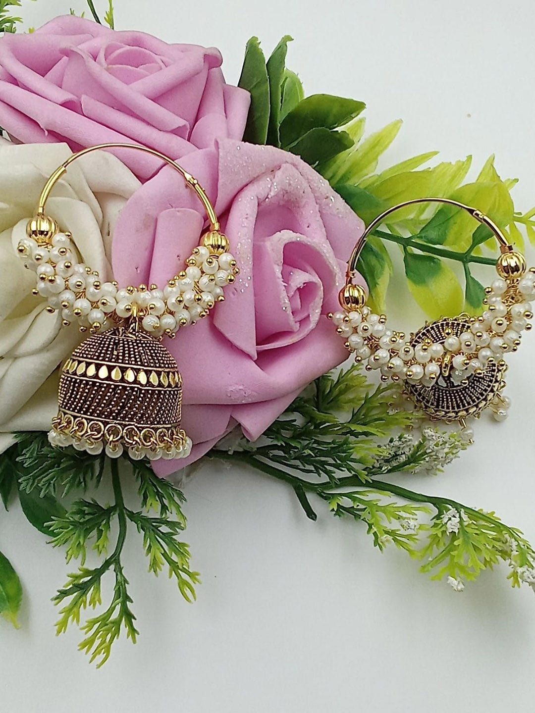 

JMBW INTERNATIONAL Contemporary Jhumkas Earrings, Gold