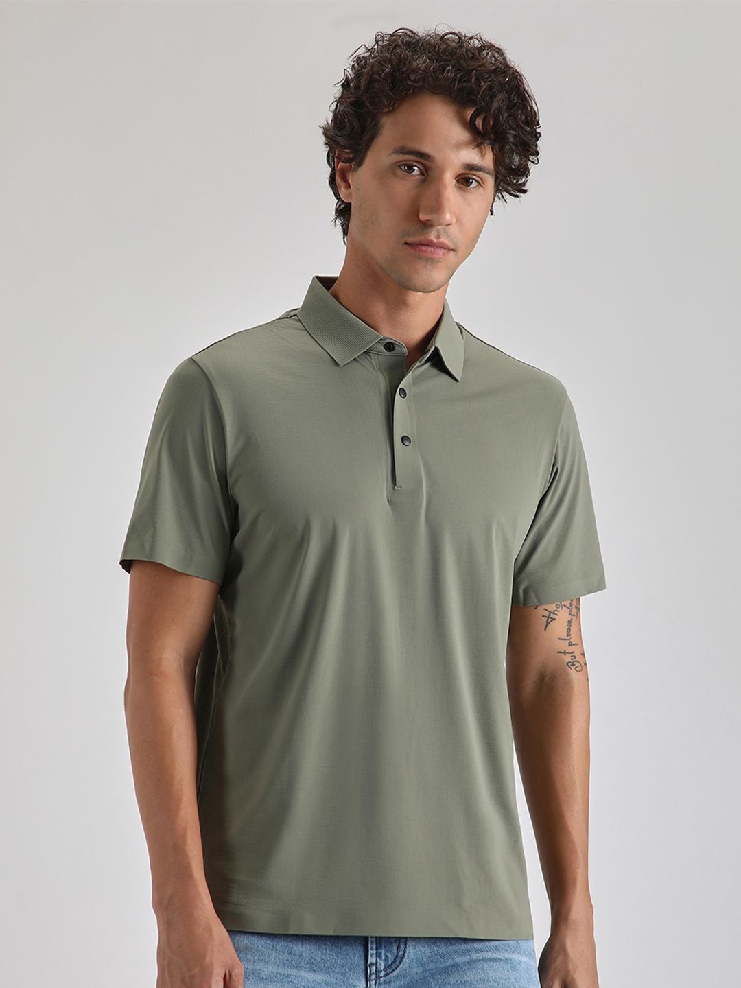 

Banana Club Men Polo Collar Slim Fit T-shirt, Olive